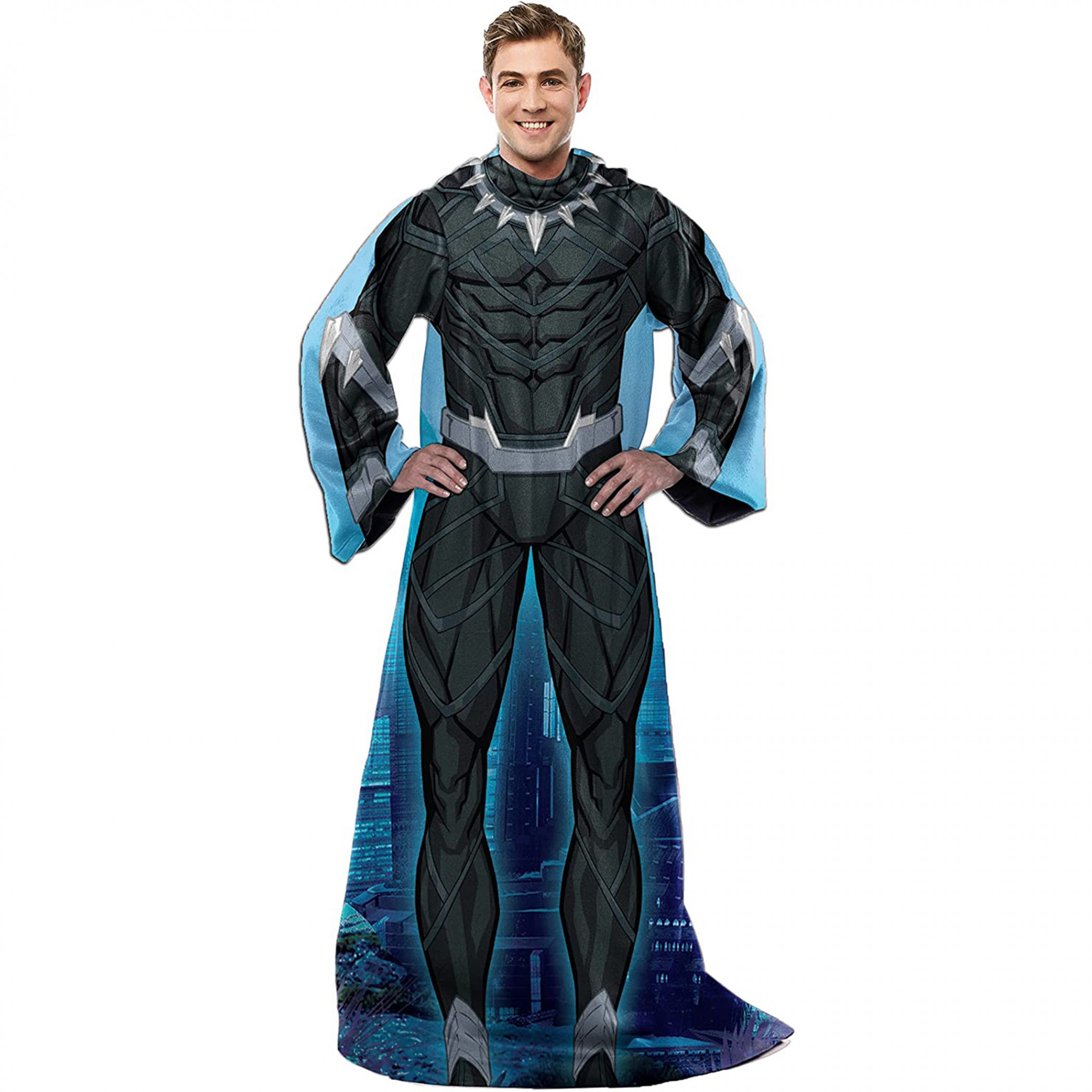 Marvel Comics Black Panther Silk Touch Throw Blanket with Sleeves, Multi-Color