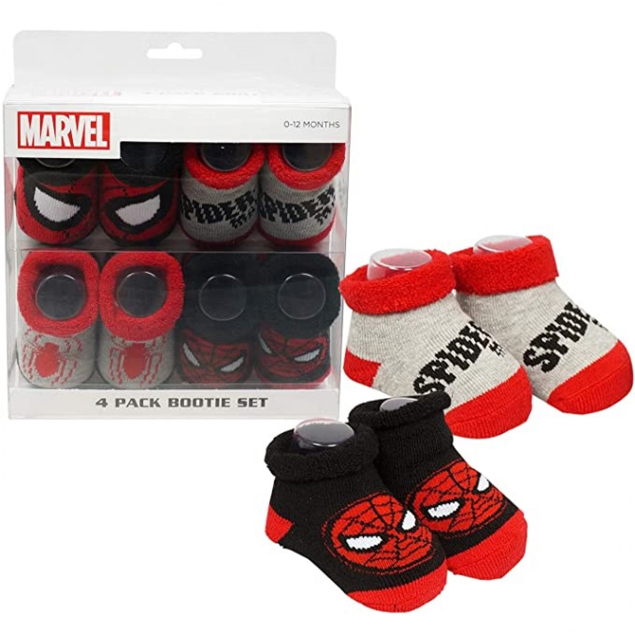 Spider-Man Patterned Baby Bootie 4-Pack Set, Multi-Color