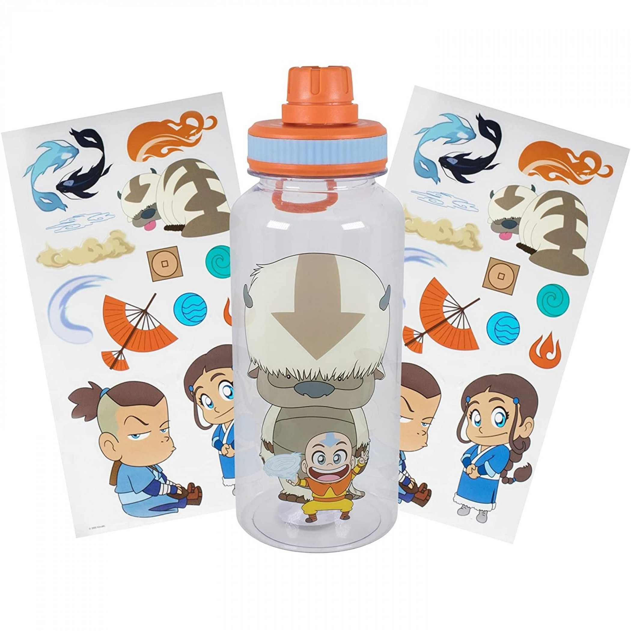 Avatar: The Last Airbender Chibi Icons 32oz Water Bottle with Stickers, Clear