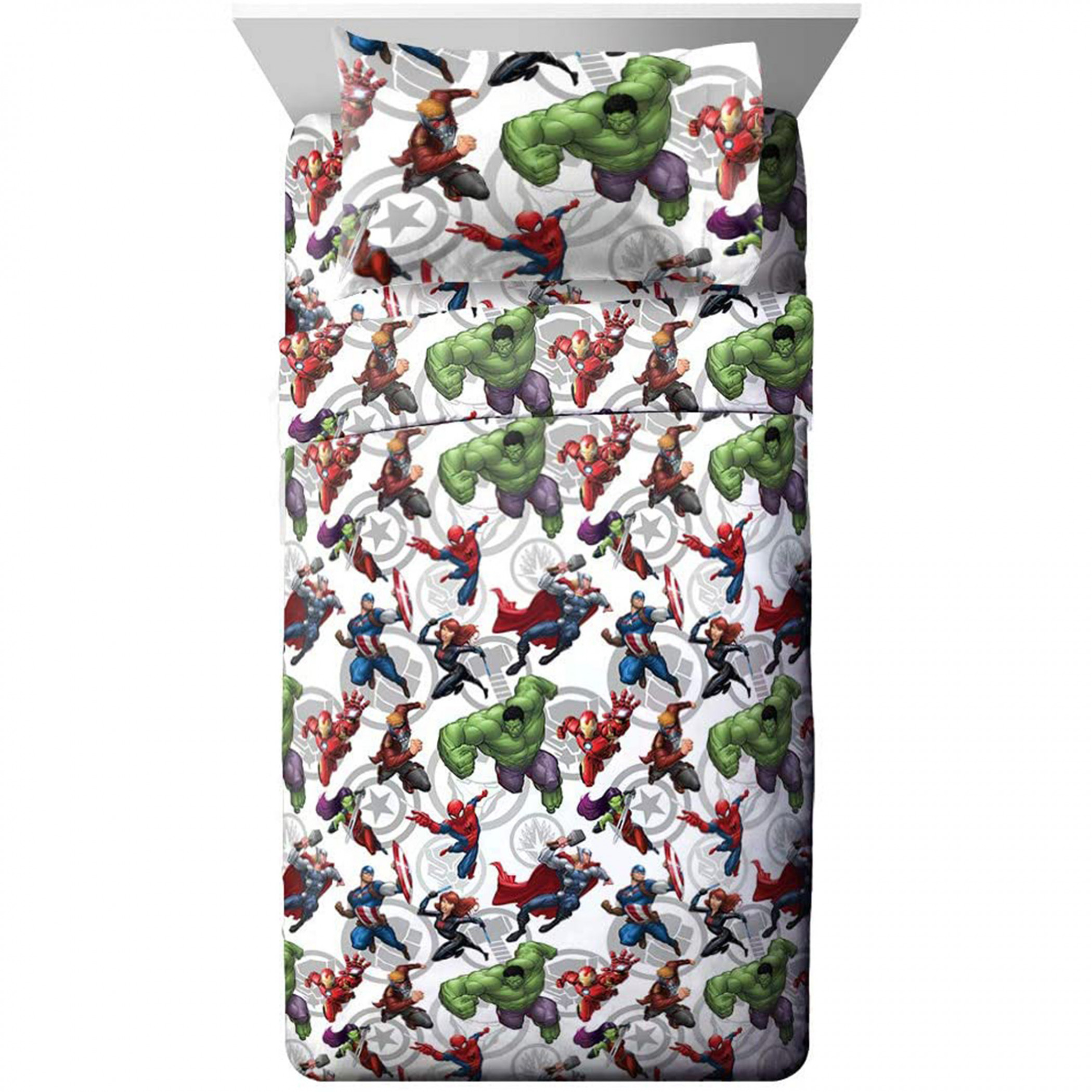 Avengers Marvel Team Kid's Bedding Full Sheet Set, White