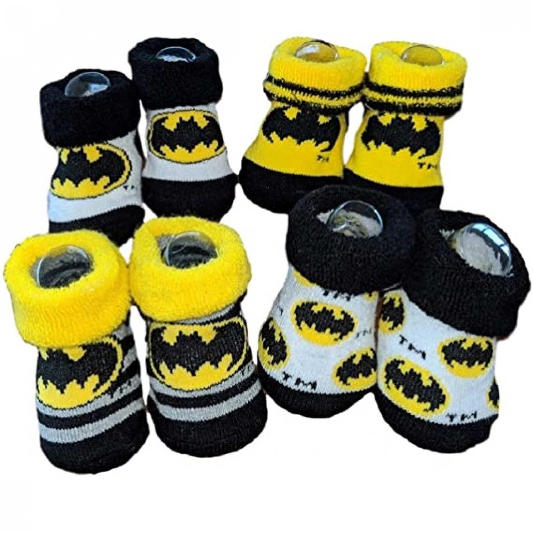 Batman Patterned Baby Bootie 4-Pack Set, Multi-Color
