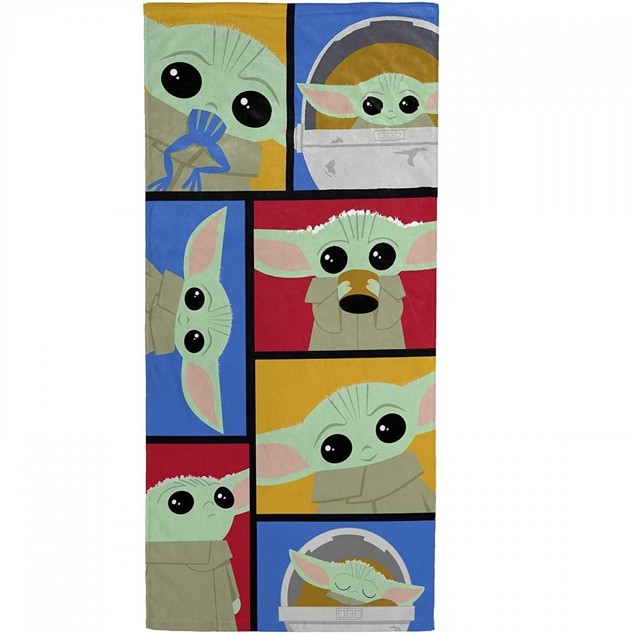 Star Wars The Mandalorian The Child Grogu Multi Images Beach Towel, Multi-Color