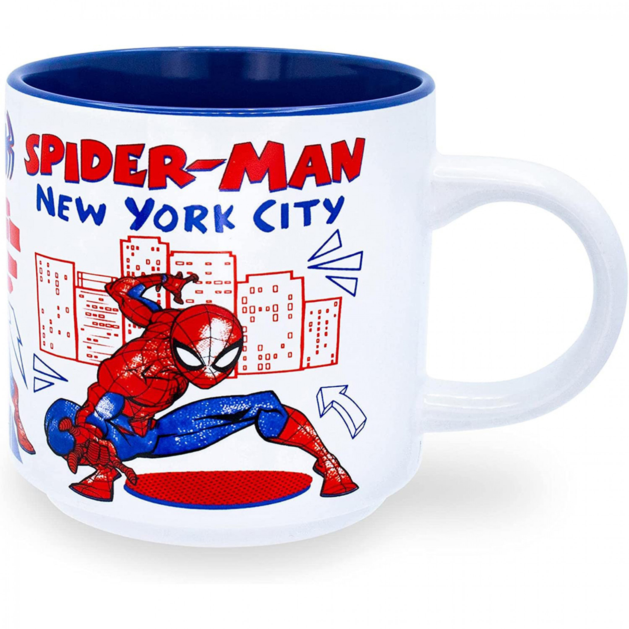 Spider-Man New York Doodles Stackable 13oz Ceramic Mug, White