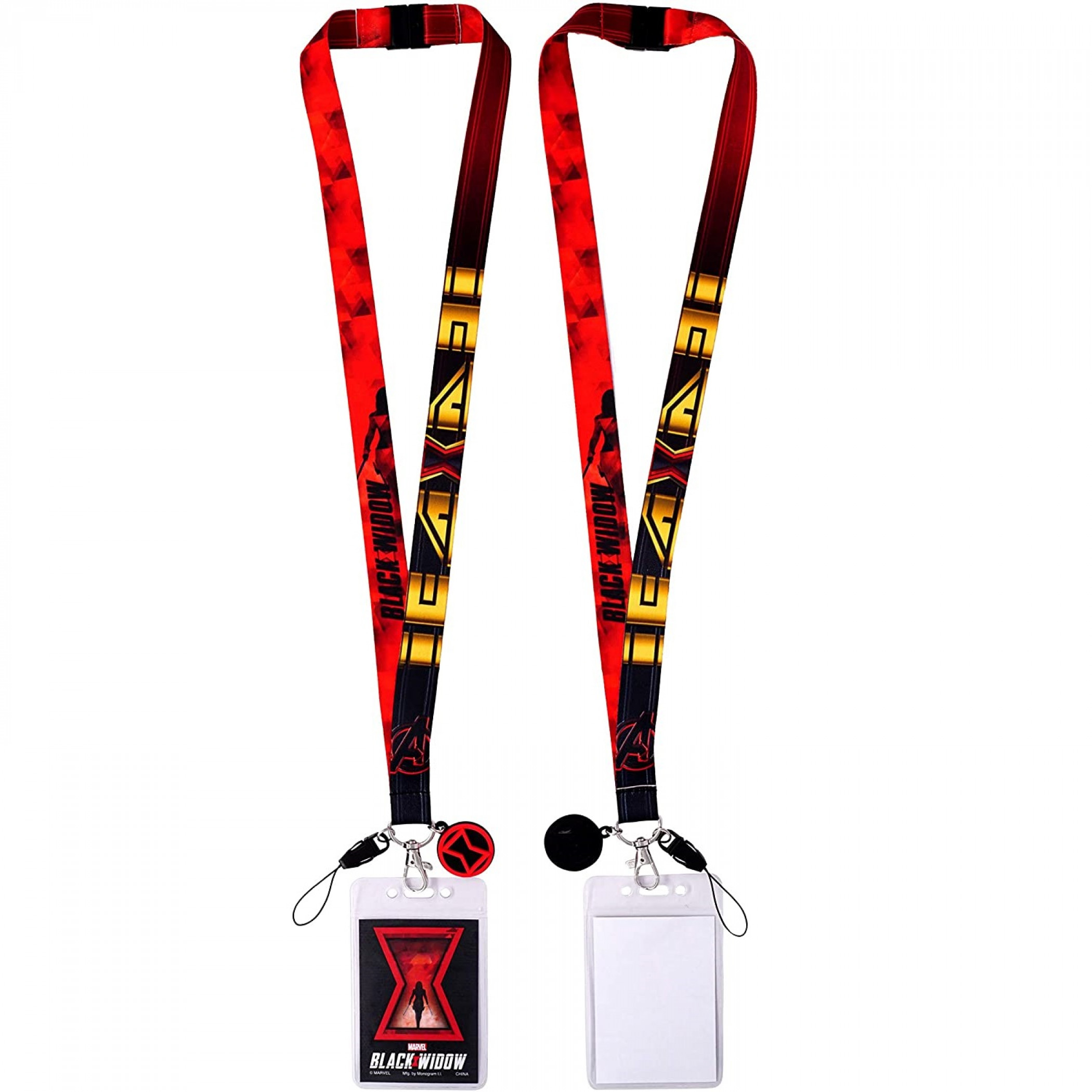 Black Widow Movie Lanyard with Card Holder and Charm, Multi-Color
