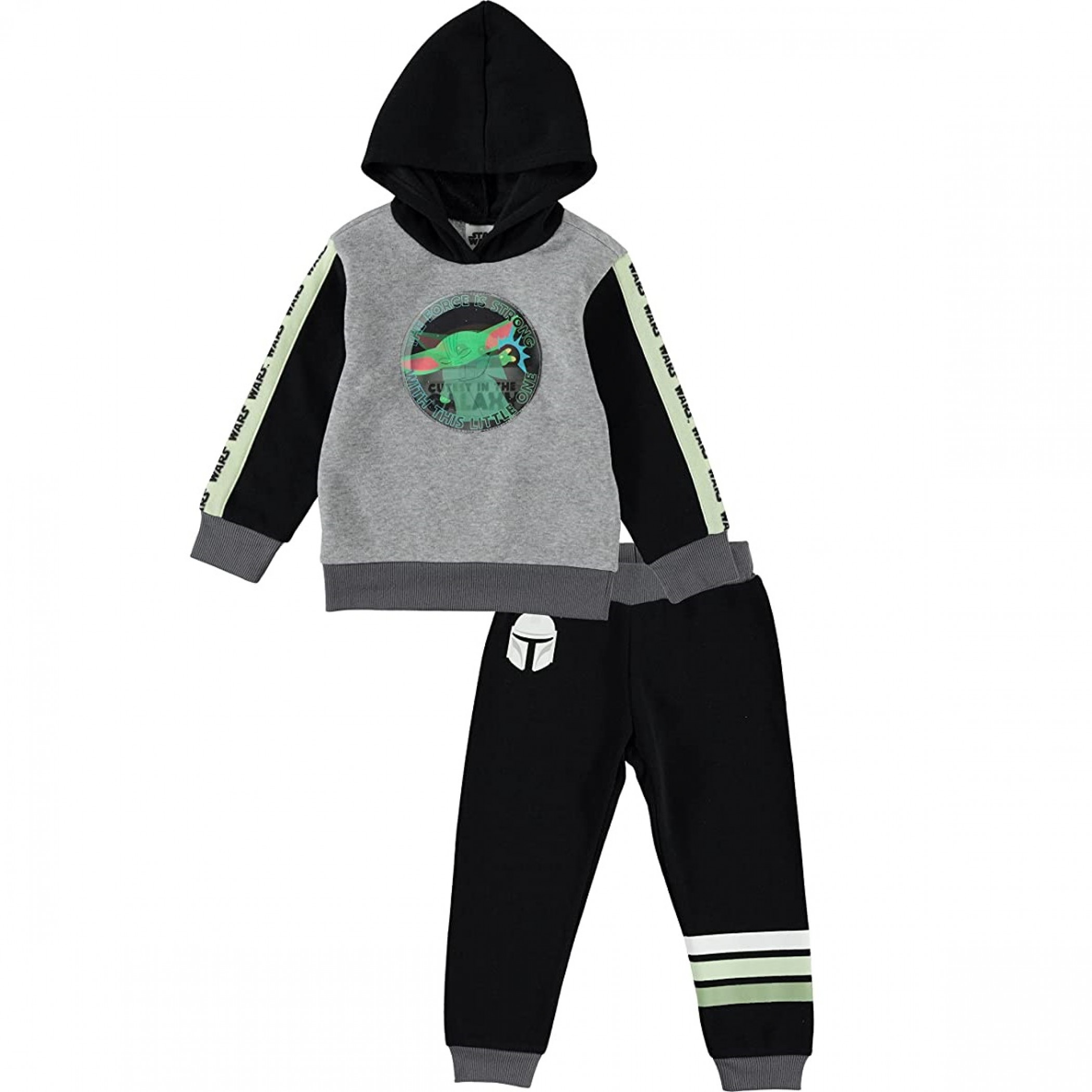 Star Wars The Mandalorian The Child Grogu Lenticular Patch Youth Hoodie Set, Multi-Color