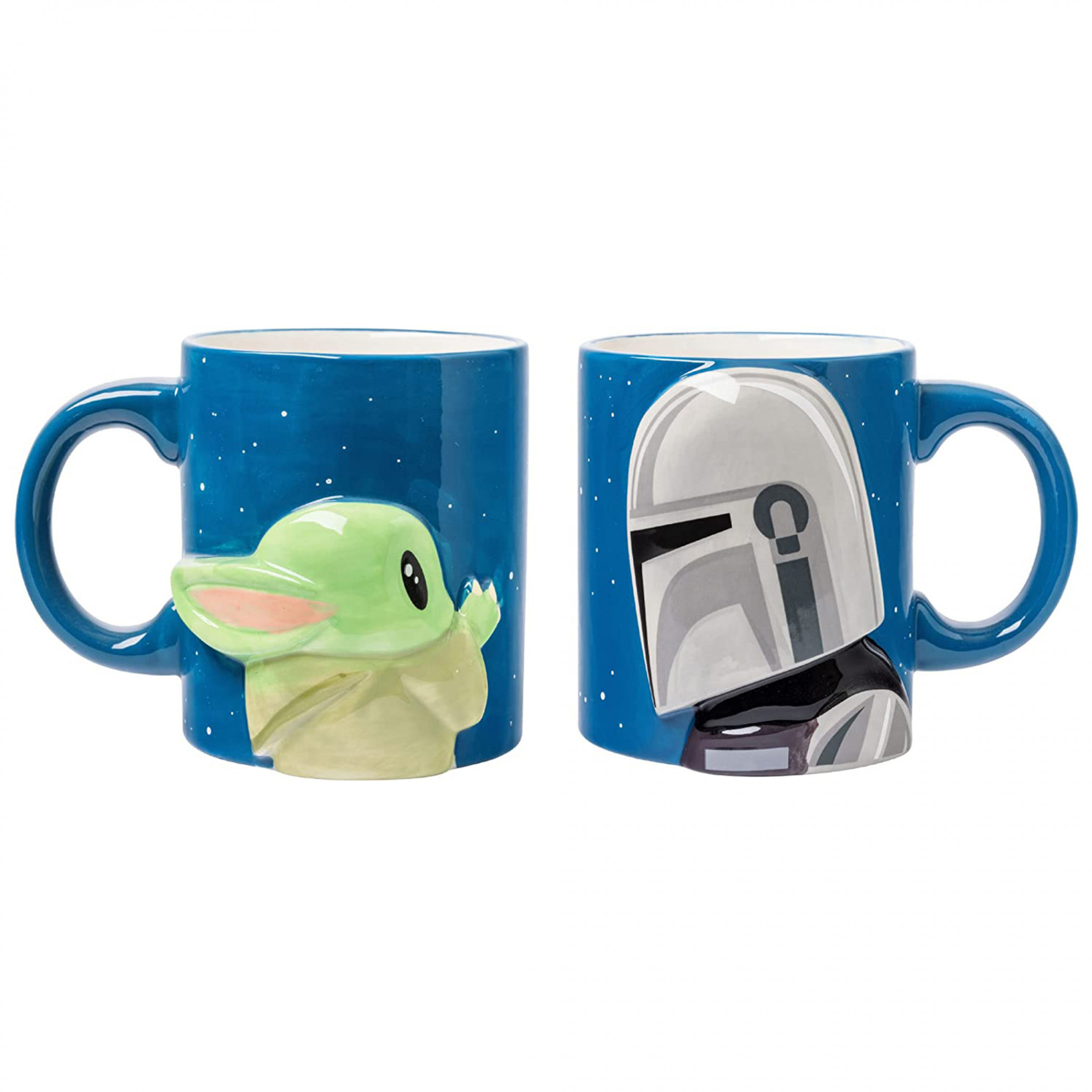 Star Wars The Mandalorian Grogu & Dinn Djarin 2PK 3D Ceramic Mug Set, Multi-Color