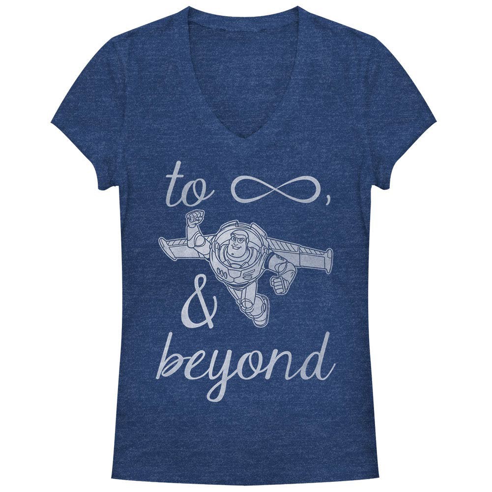 Disney Pixar Toy Story 1-3 Infinity Buzz Blue Juniors V Neck T-Shirt