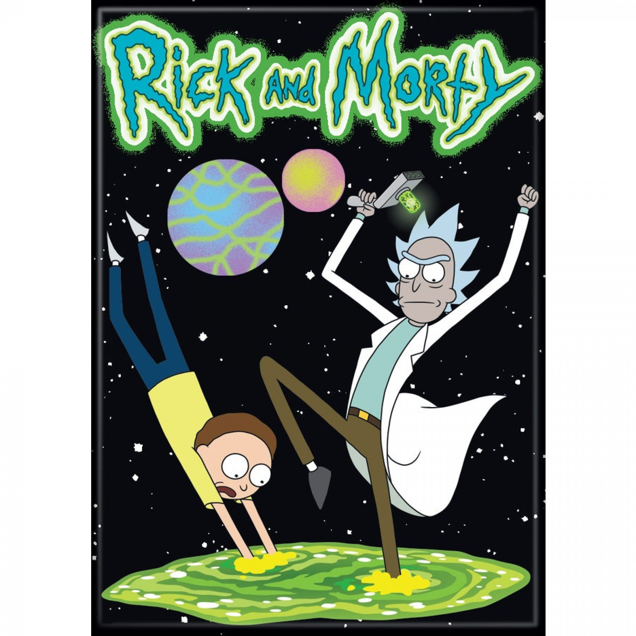 Rick And Morty Leaping In Magnet, Black
