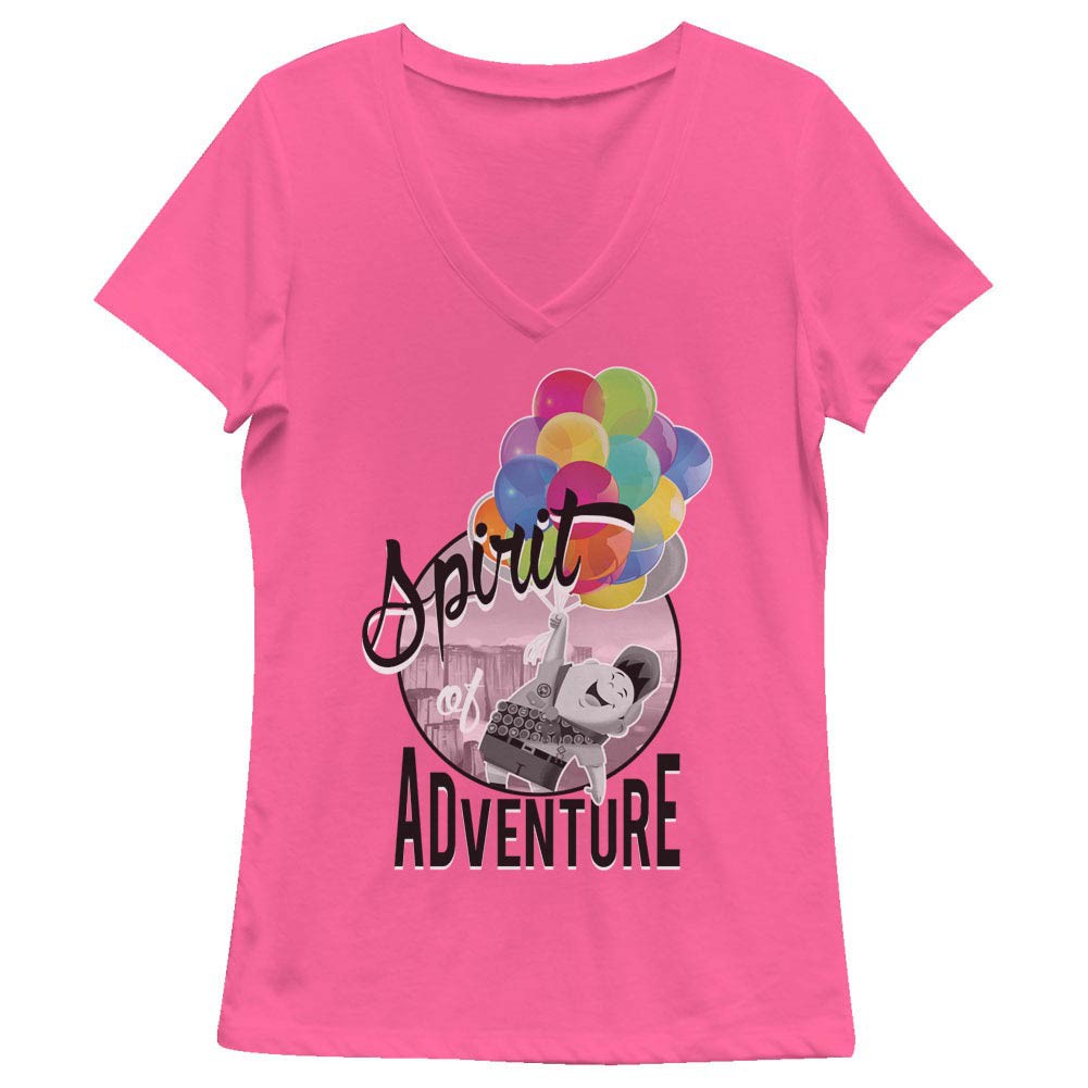 Disney Pixar Up Spirit Of Adventure Pink Juniors V Neck T-Shirt