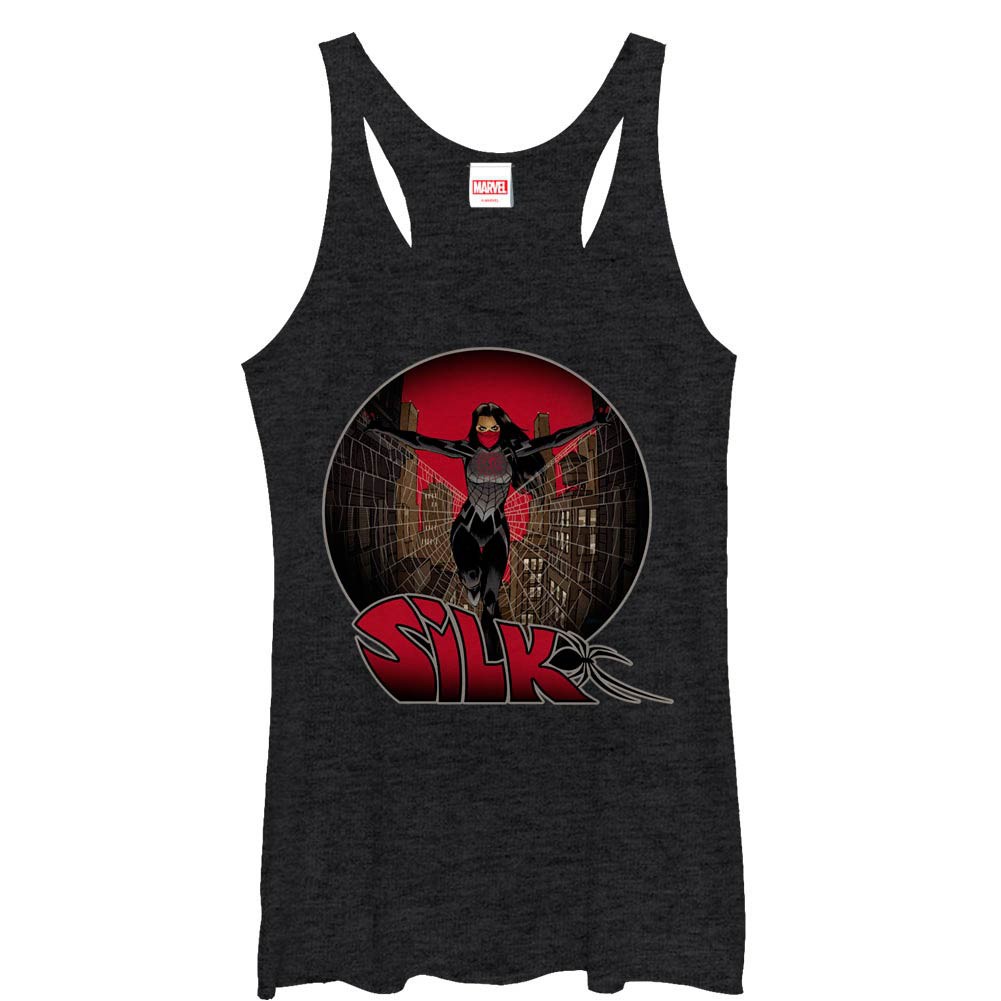 Spider-Man Silk Sphere Juniors Black Racerback Tank Top