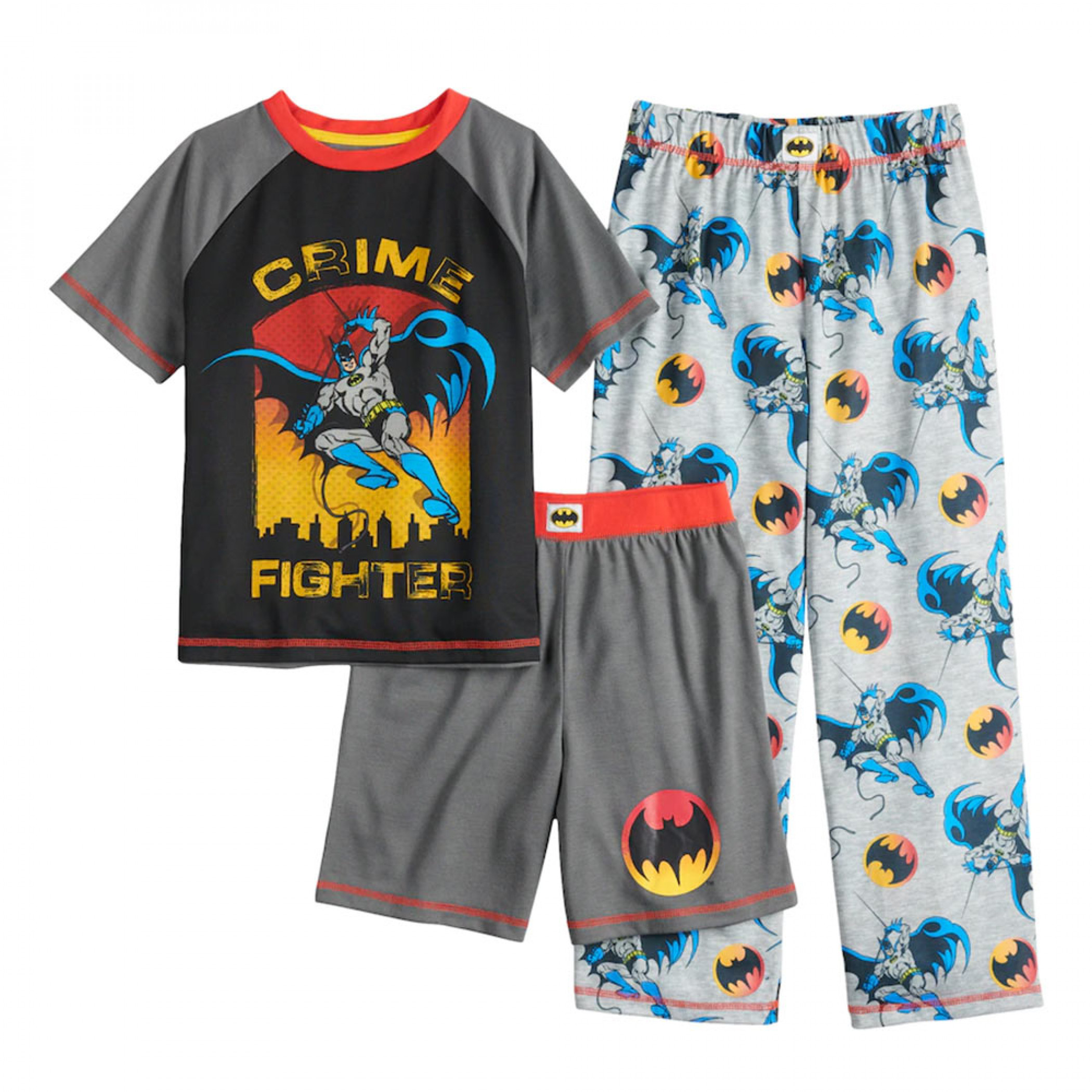 Batman Crime Fighter Youth Sleep 3-Piece Set, Grey
