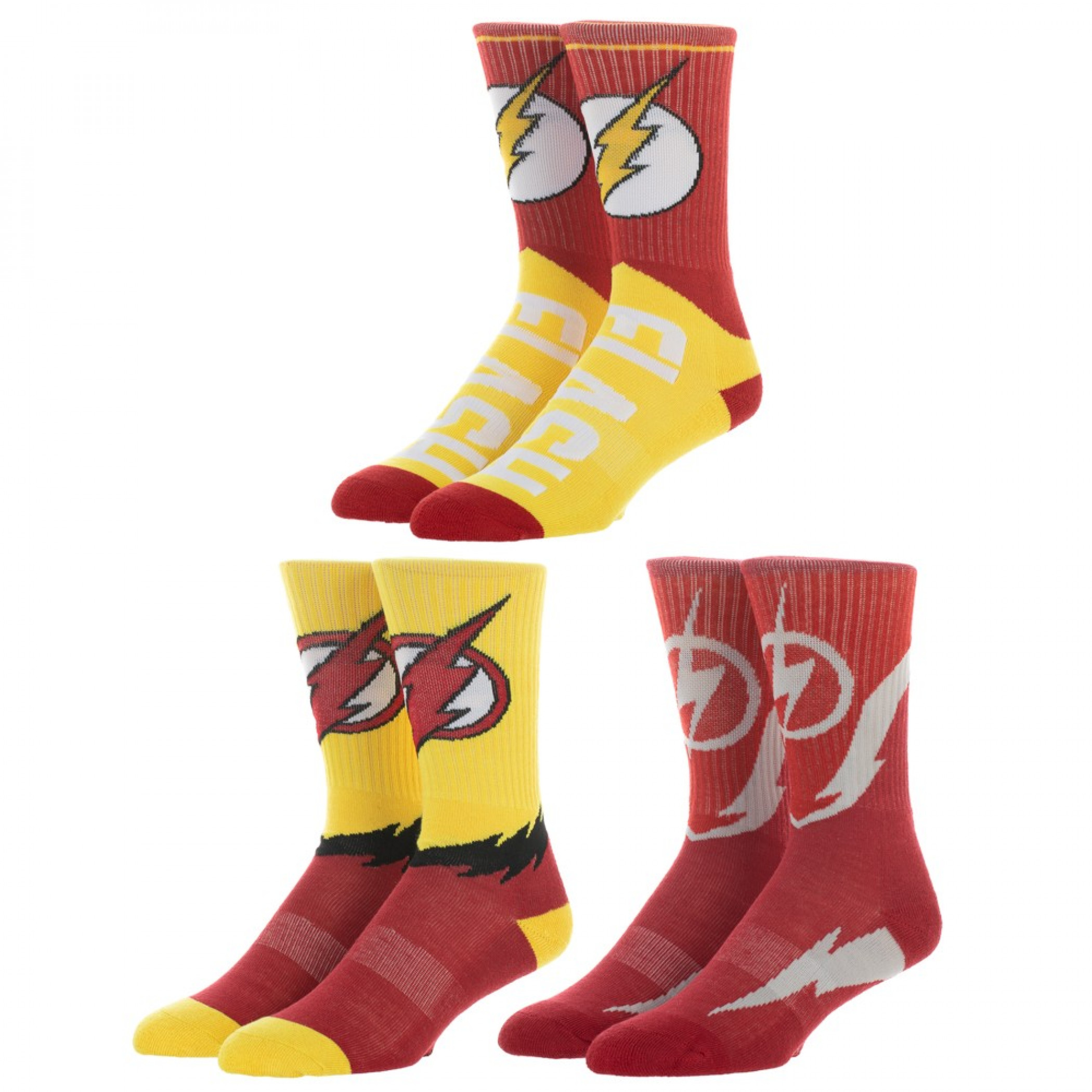 Flash 3-Pair Pack Men’s Athletic Crew Socks, Yellow