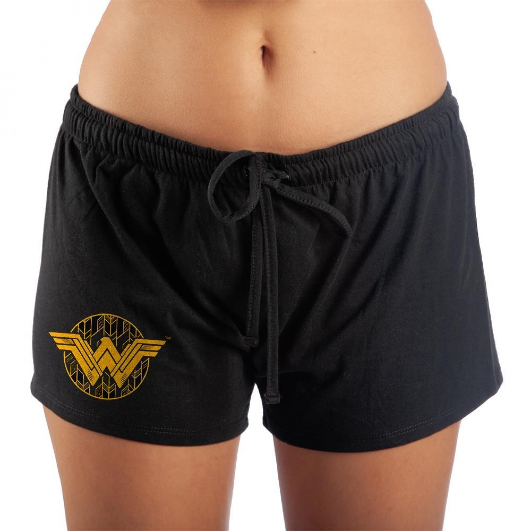 Wonder Woman Symbol Women's Sleep Shorts, Black