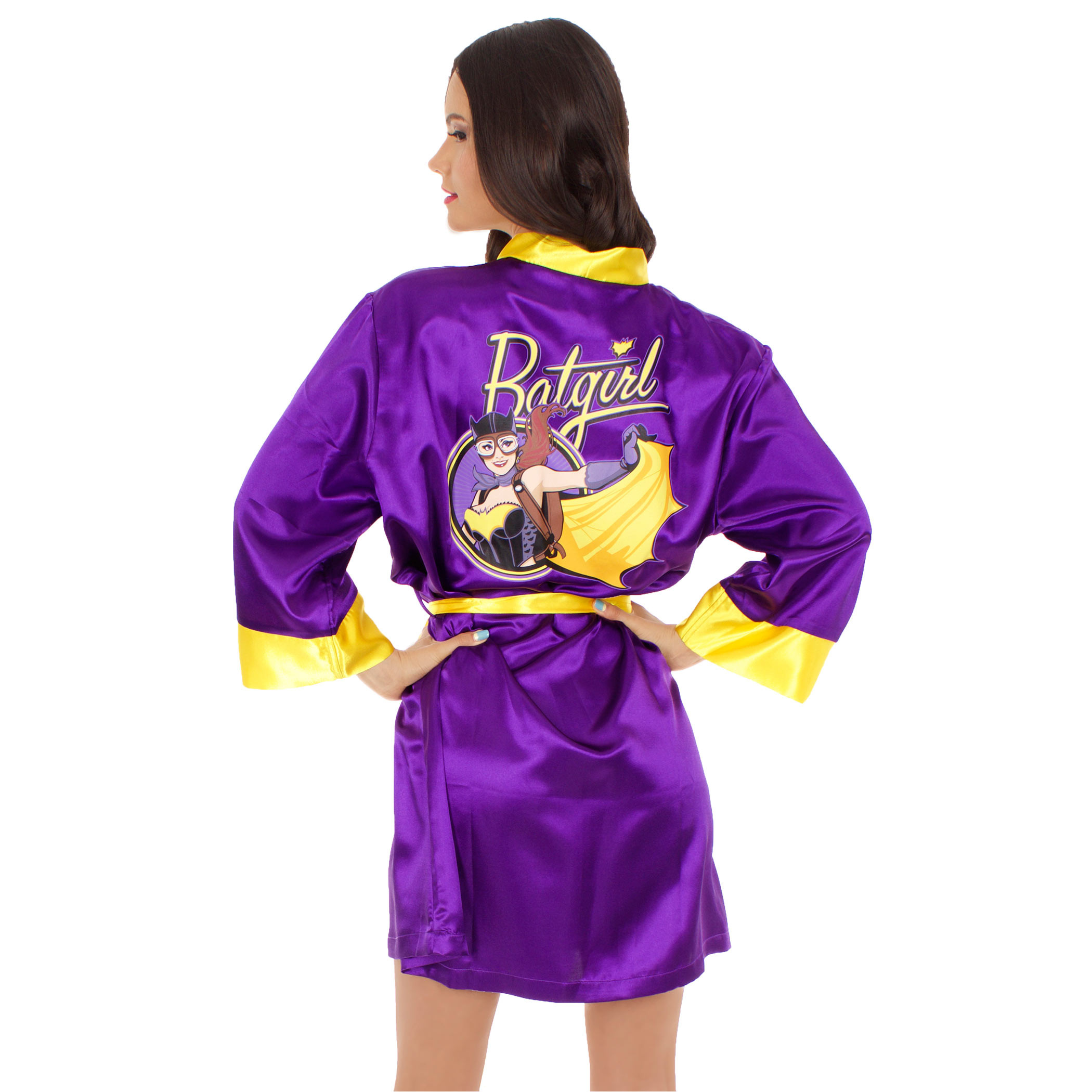 Batgirl Silky Bombshell Satin Robe, Purple