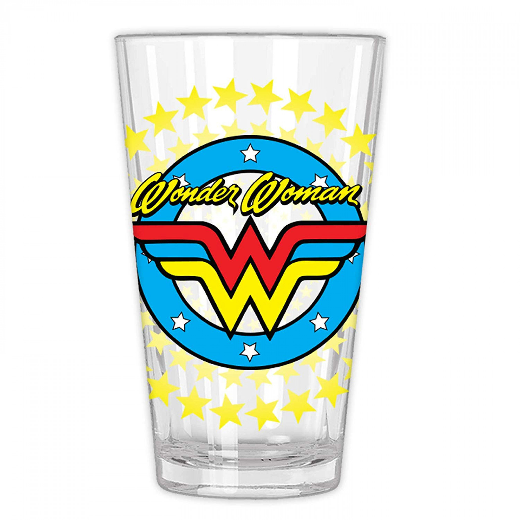 Wonder Woman Classic Comic Star Burst Pint Glass, Clear