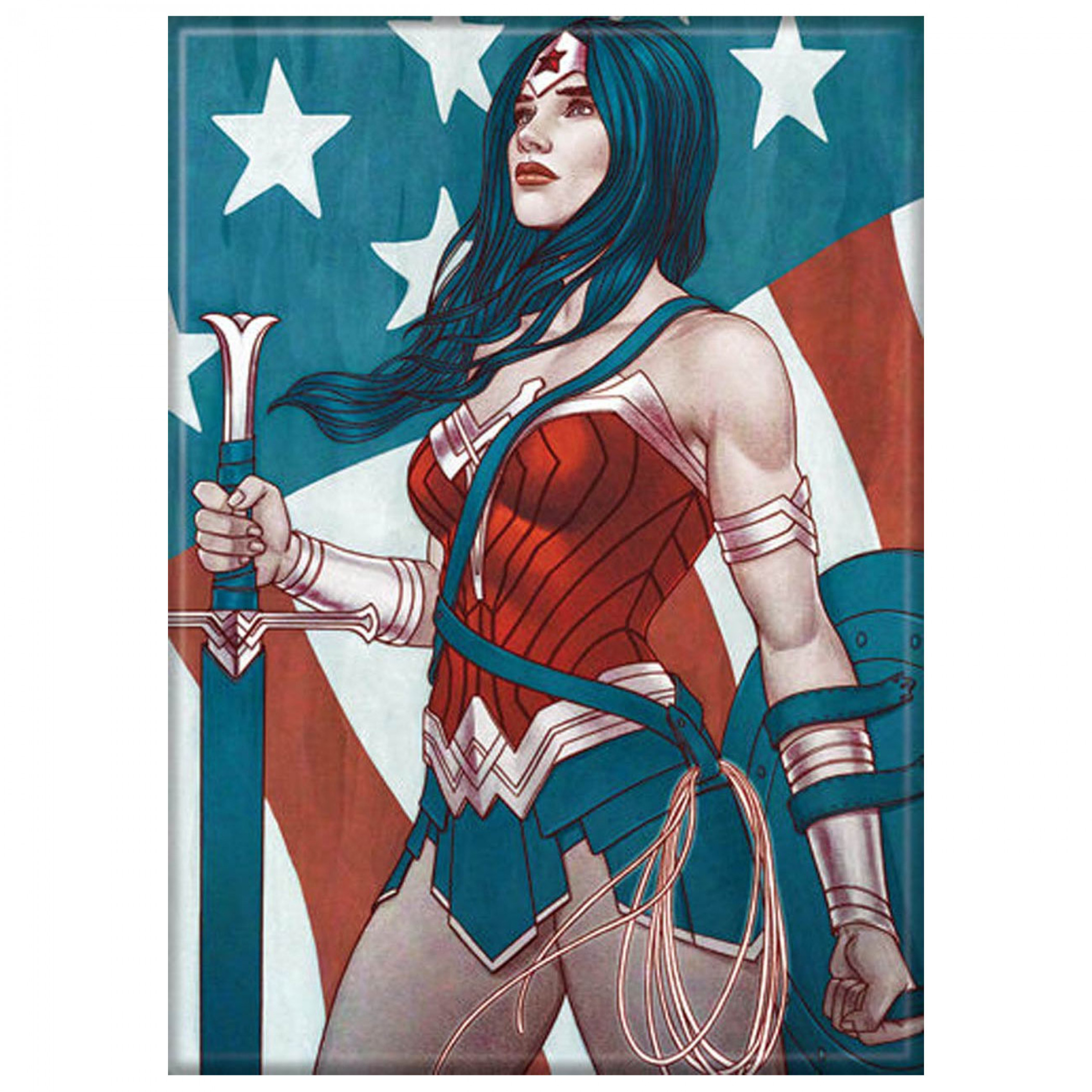 Wonder Woman USA Magnet, Blue