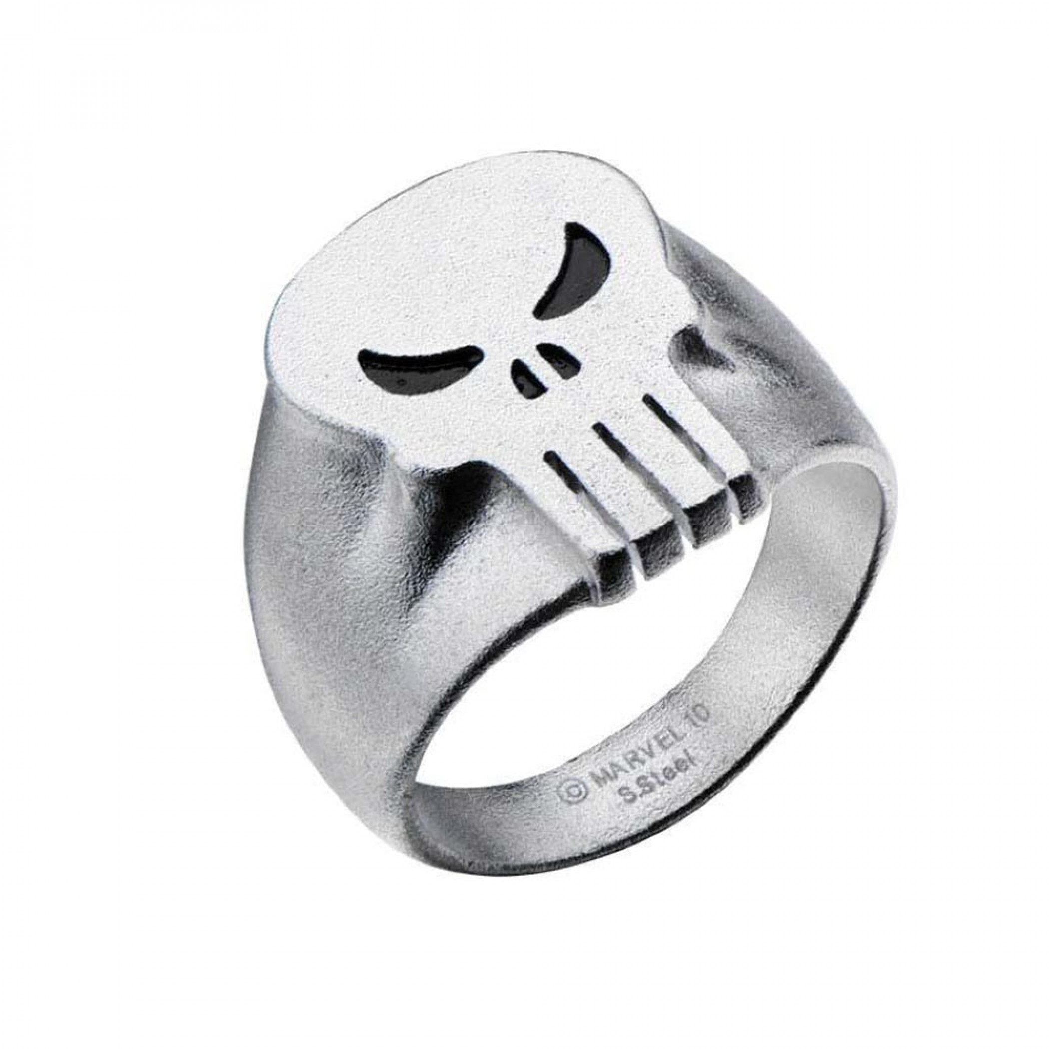 Punisher Skull Symbol Stainless Steel Silver Ring, Silver
