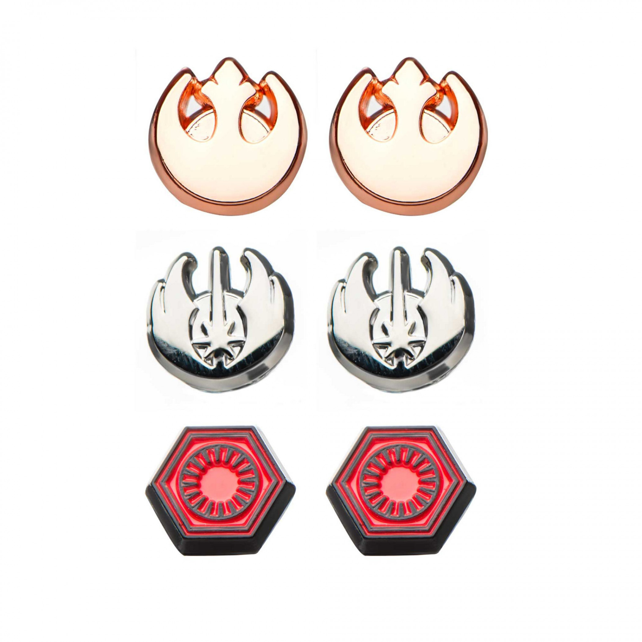 Star Wars Rebel  Jedi  and First Order Steel Stud Earrings Set, Multi-Color