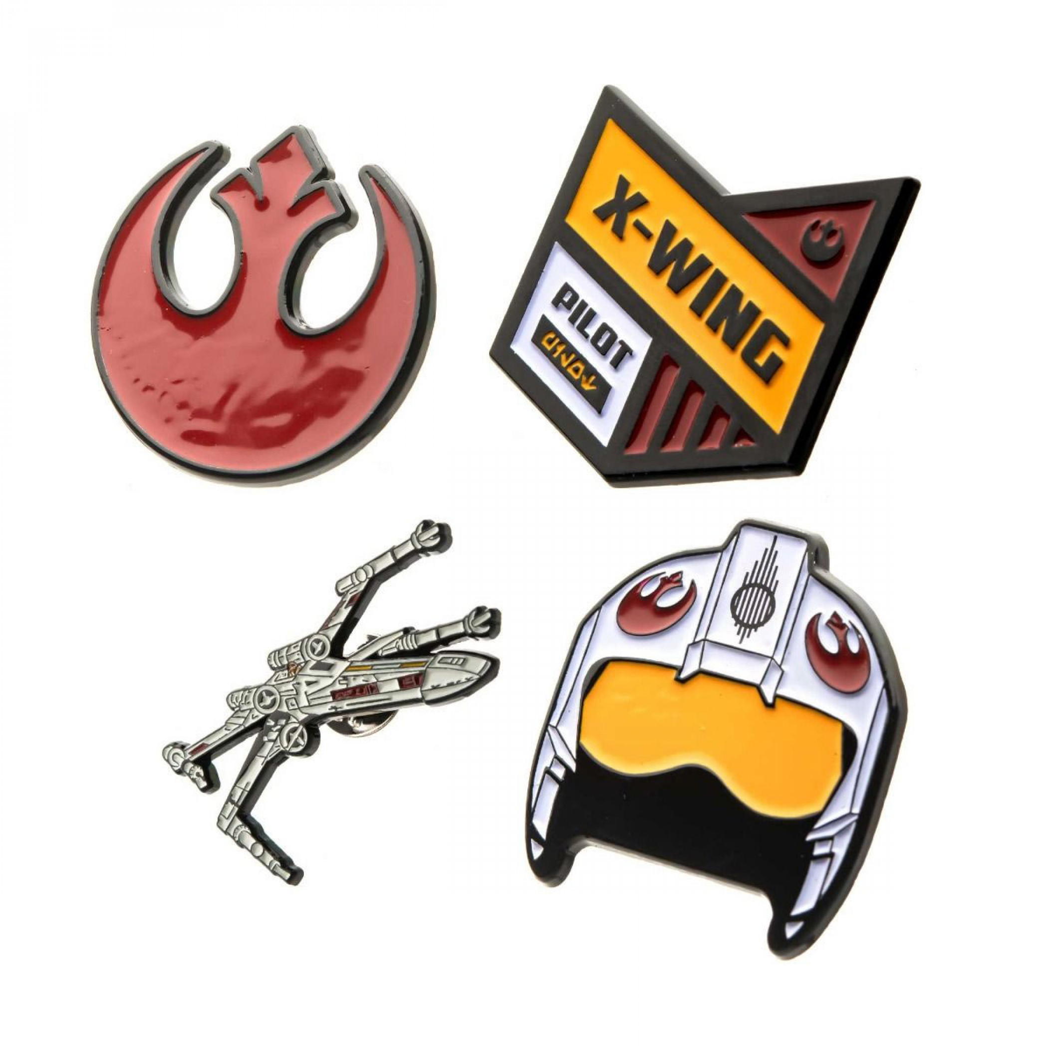 Star Wars Rebel Alliance Symbol and X- Wing Fighter Metal Pin Set, Multi-Color