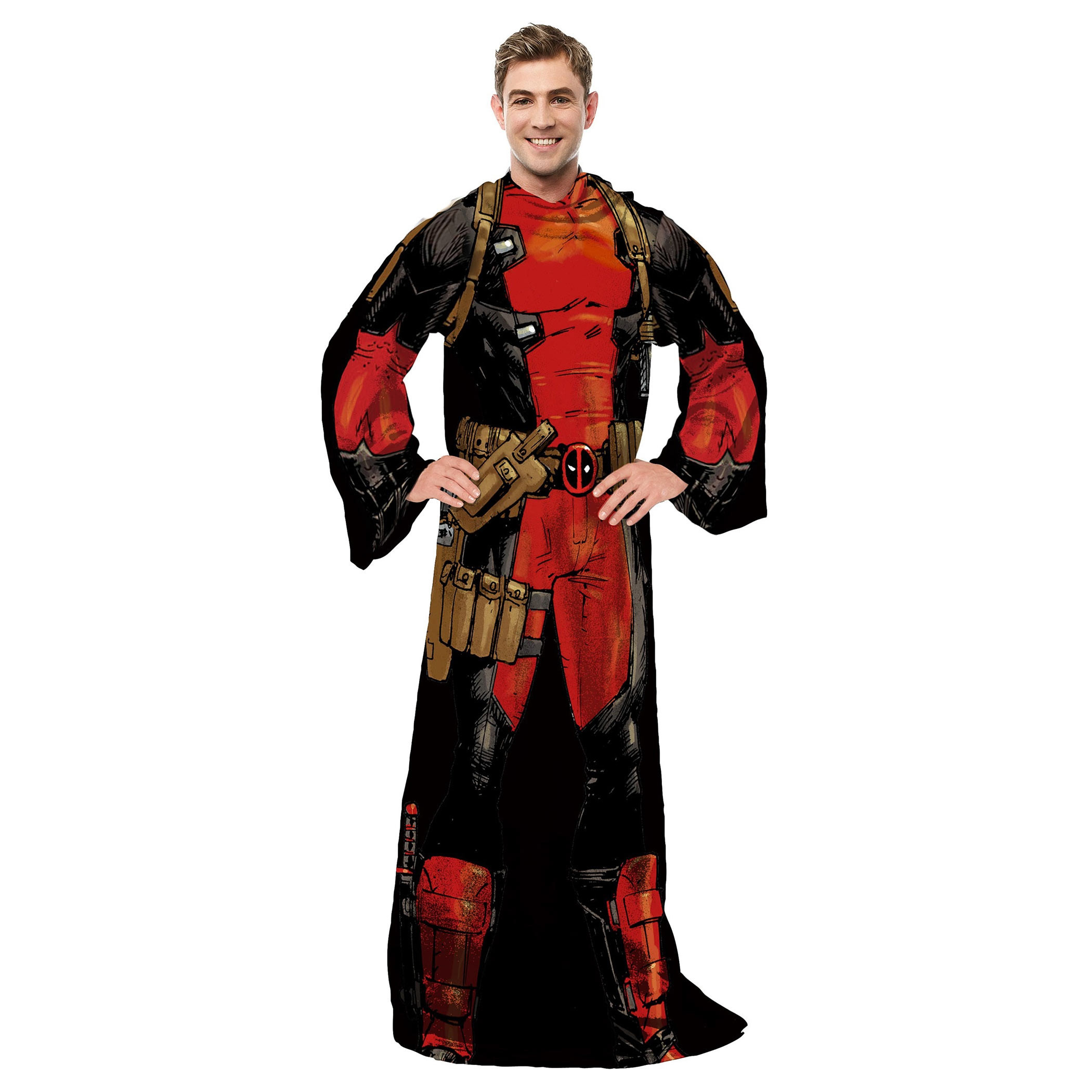 Deadpool Costume Adult Throw Blanket With Sleeves