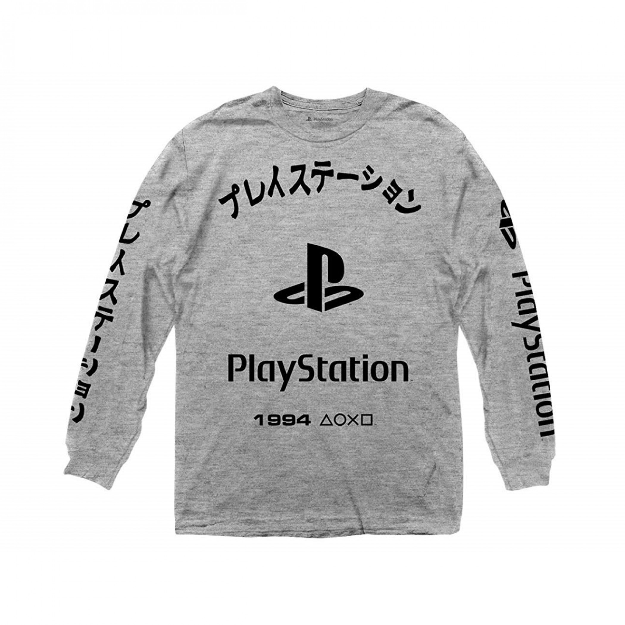 PlayStation Kanji Grey Long Sleeve Shirt, Grey