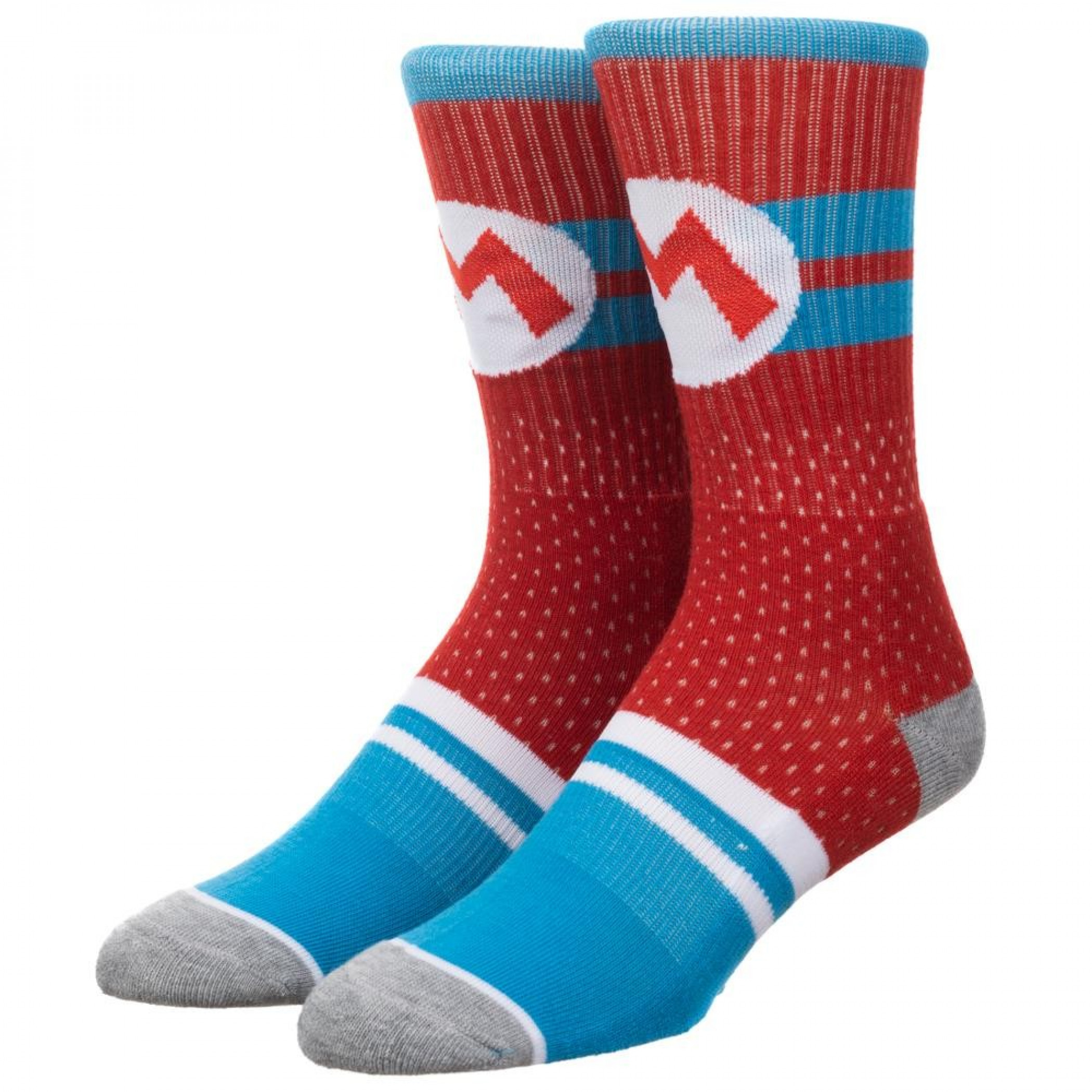 Super Mario Bros Mesh Athletic Crew Socks, Red
