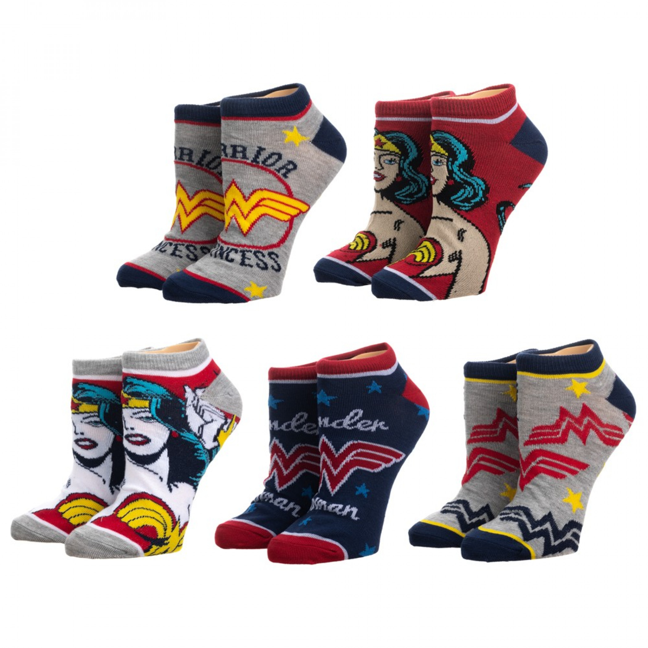 Wonder Woman 5-Pack Ankle Socks, Multi-Color