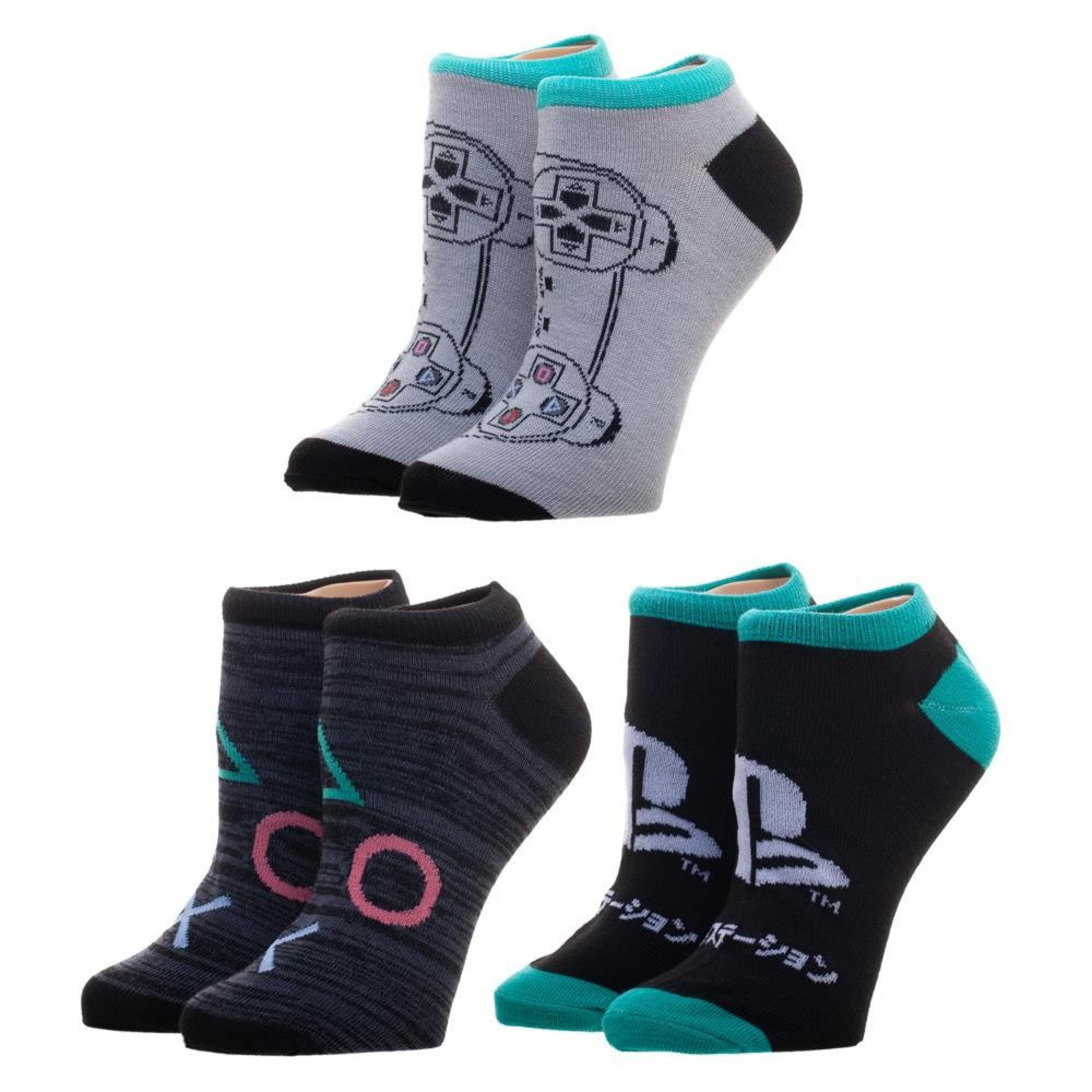 Sony PlayStation 3 Pair Ankle Socks, Multi-Color