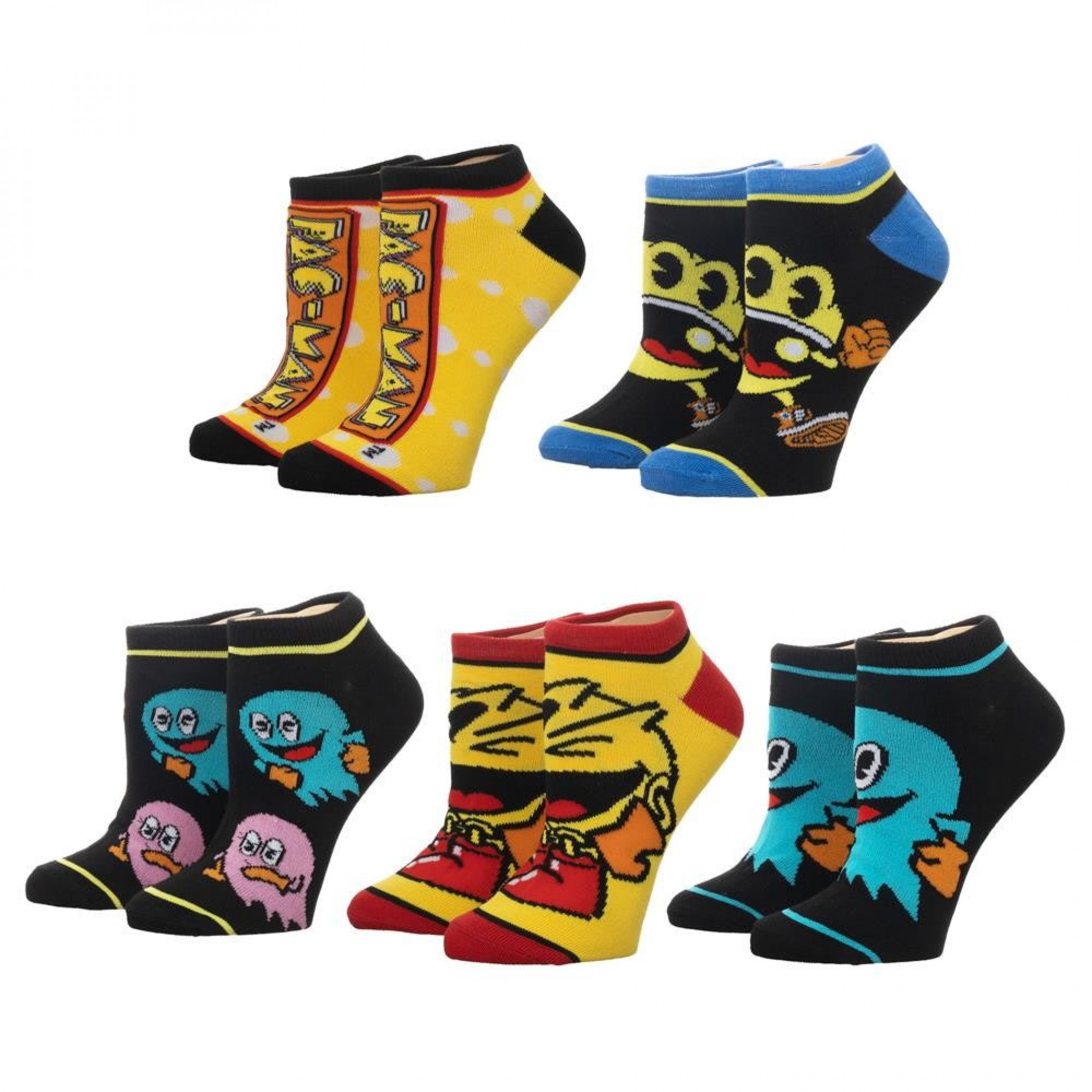 Pac-Man 5 Pair Ankle Socks Pack, Multi-Color
