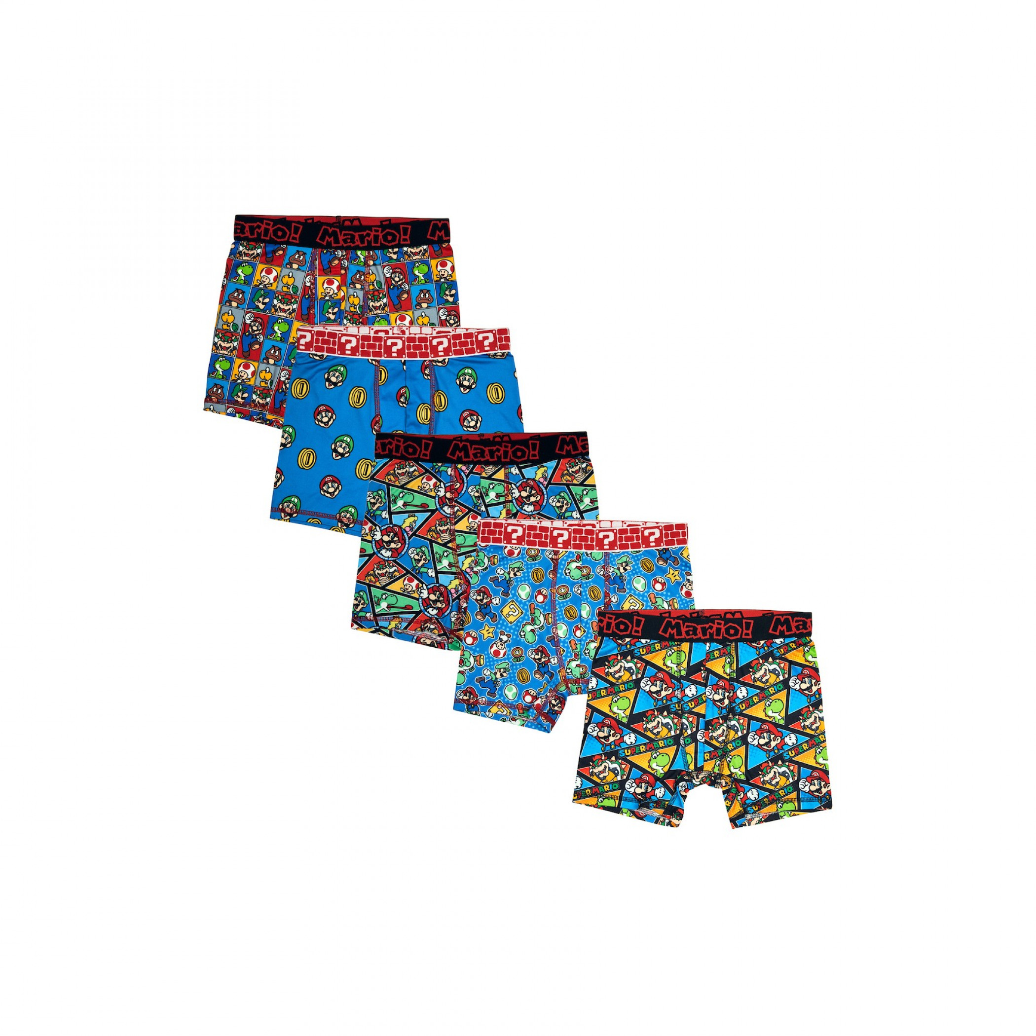 Super Mario Bros. Collages 5-Pack Boxers Briefs, Multi-Color
