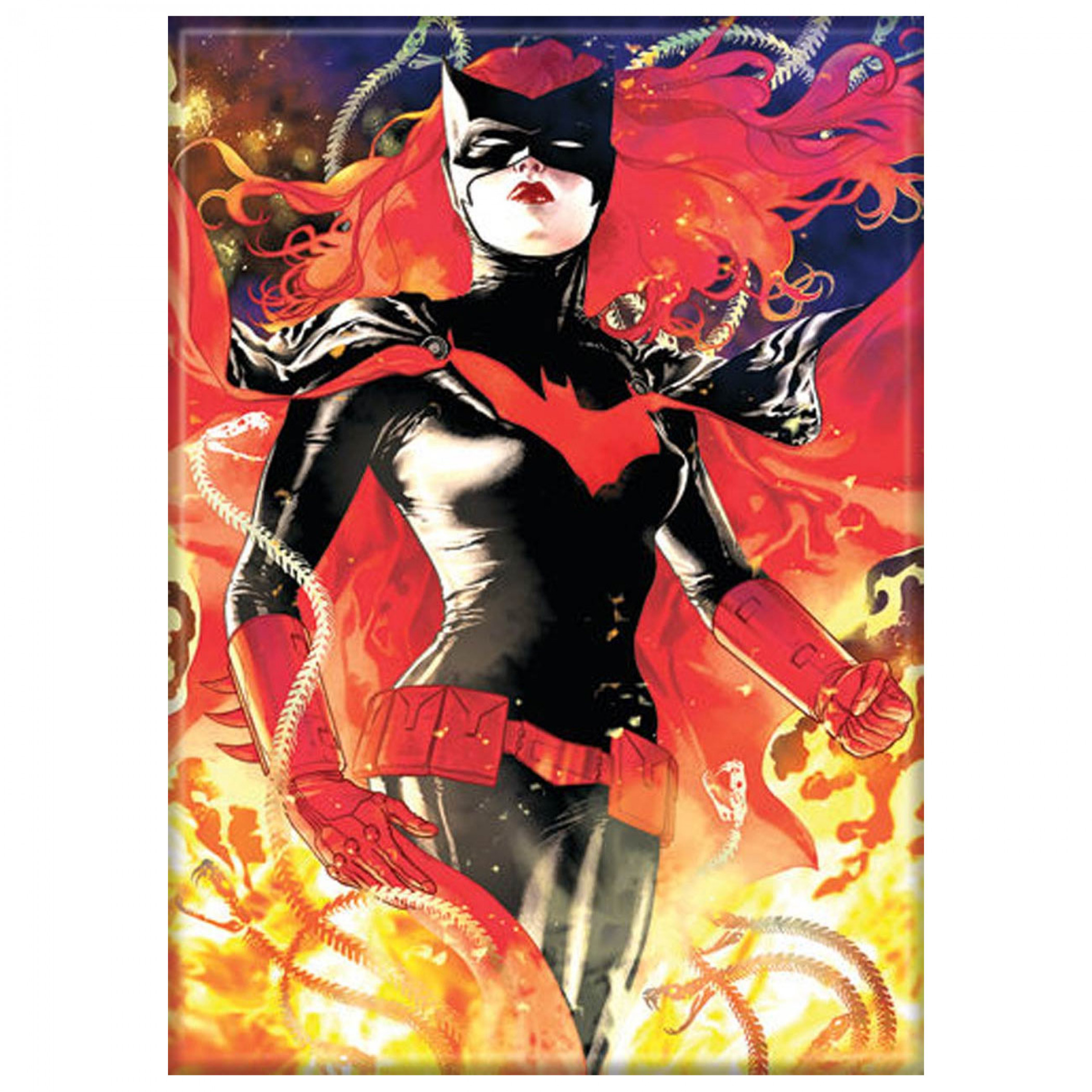 Batwoman Flames Magnet, Black