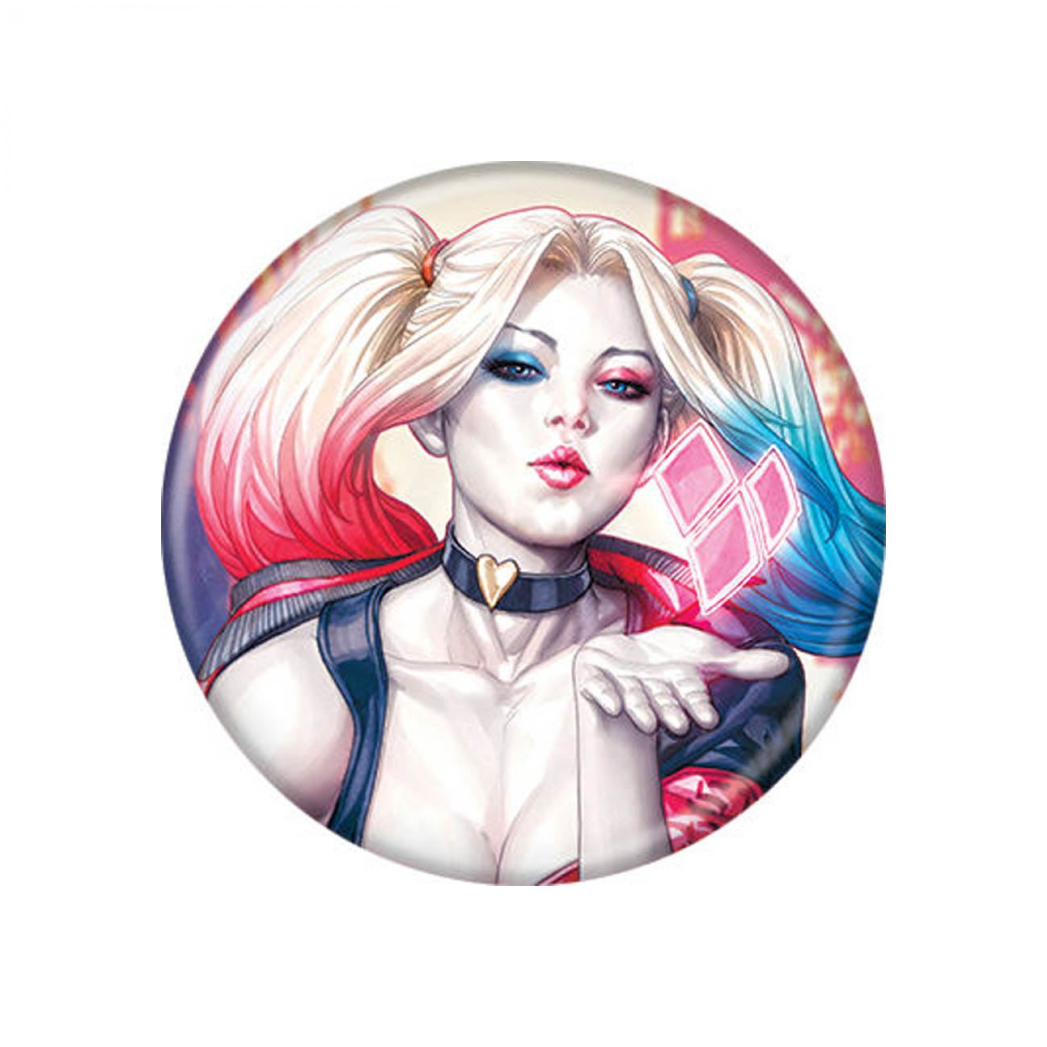 Harley Quinn 1.25 Inch Button, White