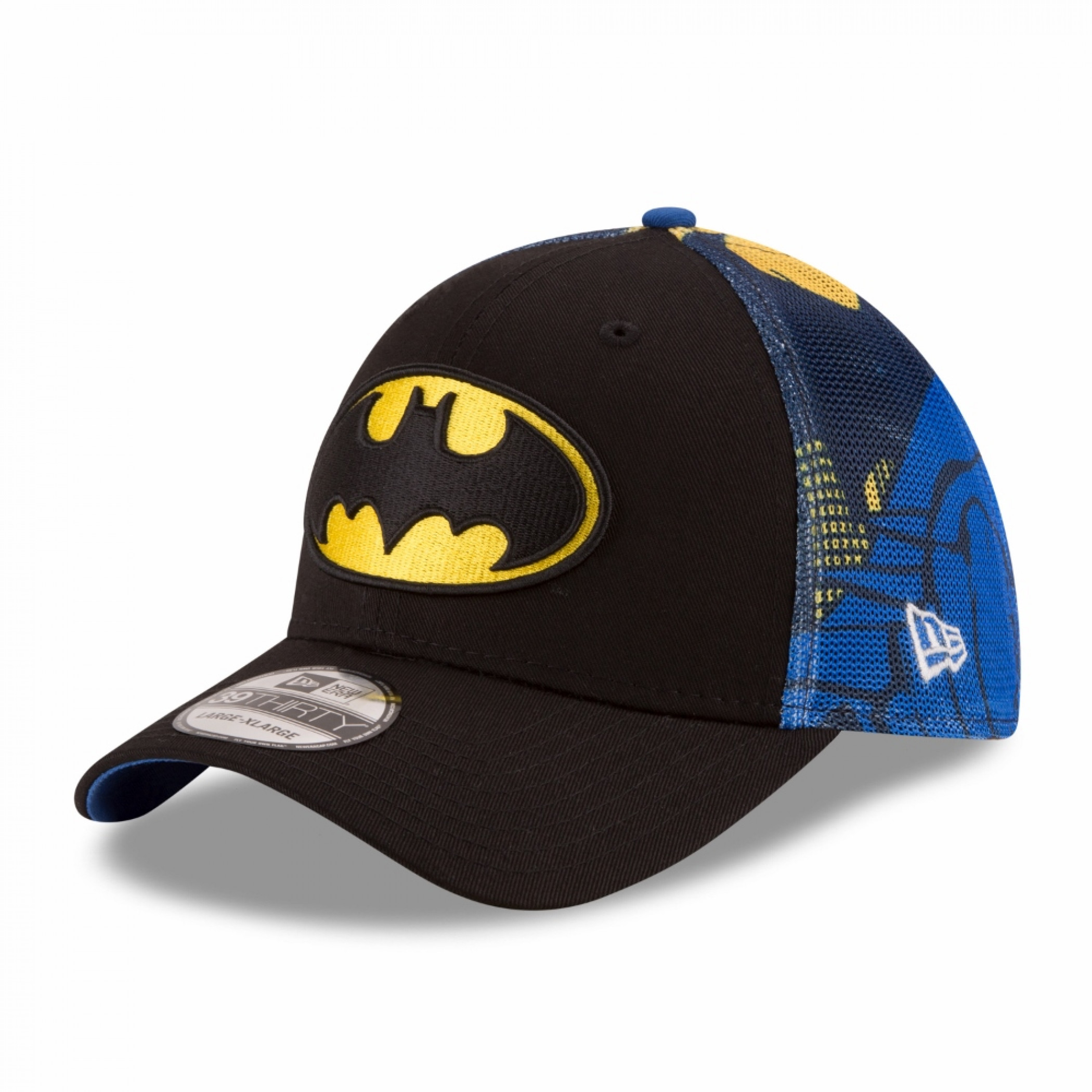 Batman Symbol with Character Wrap New Era 39Thirty Fitted Hat, Multi-Color