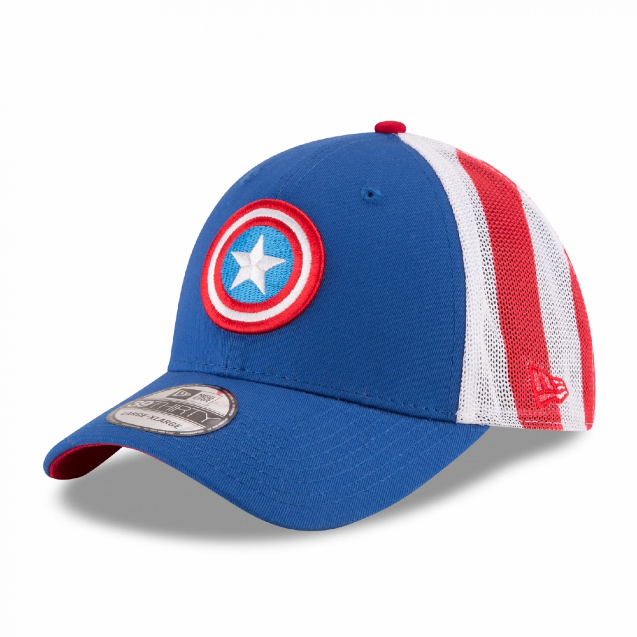 Captain America Wrapped Star Symbol New Era 39Thirty Fitted Hat, Blue