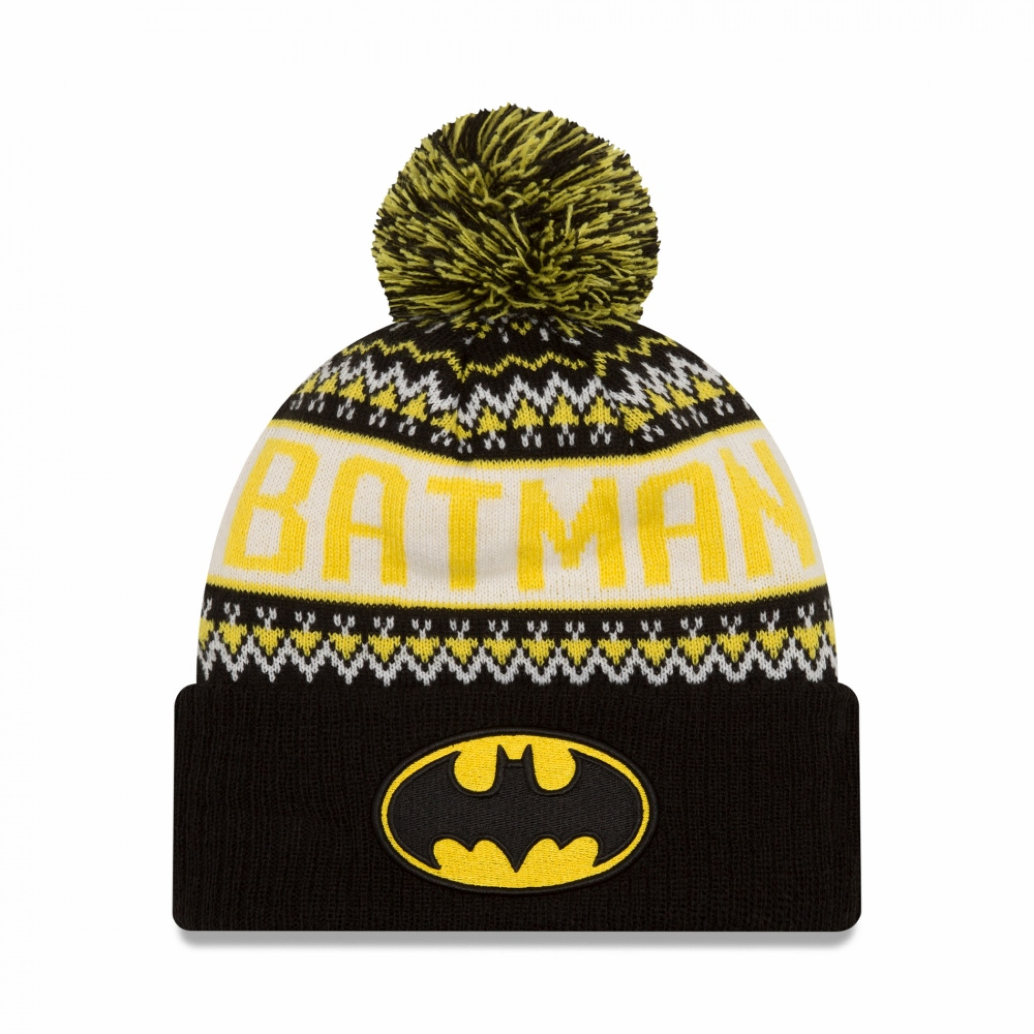 Batman Symbol Wintry Pom Pom Beanie, Multi-Color