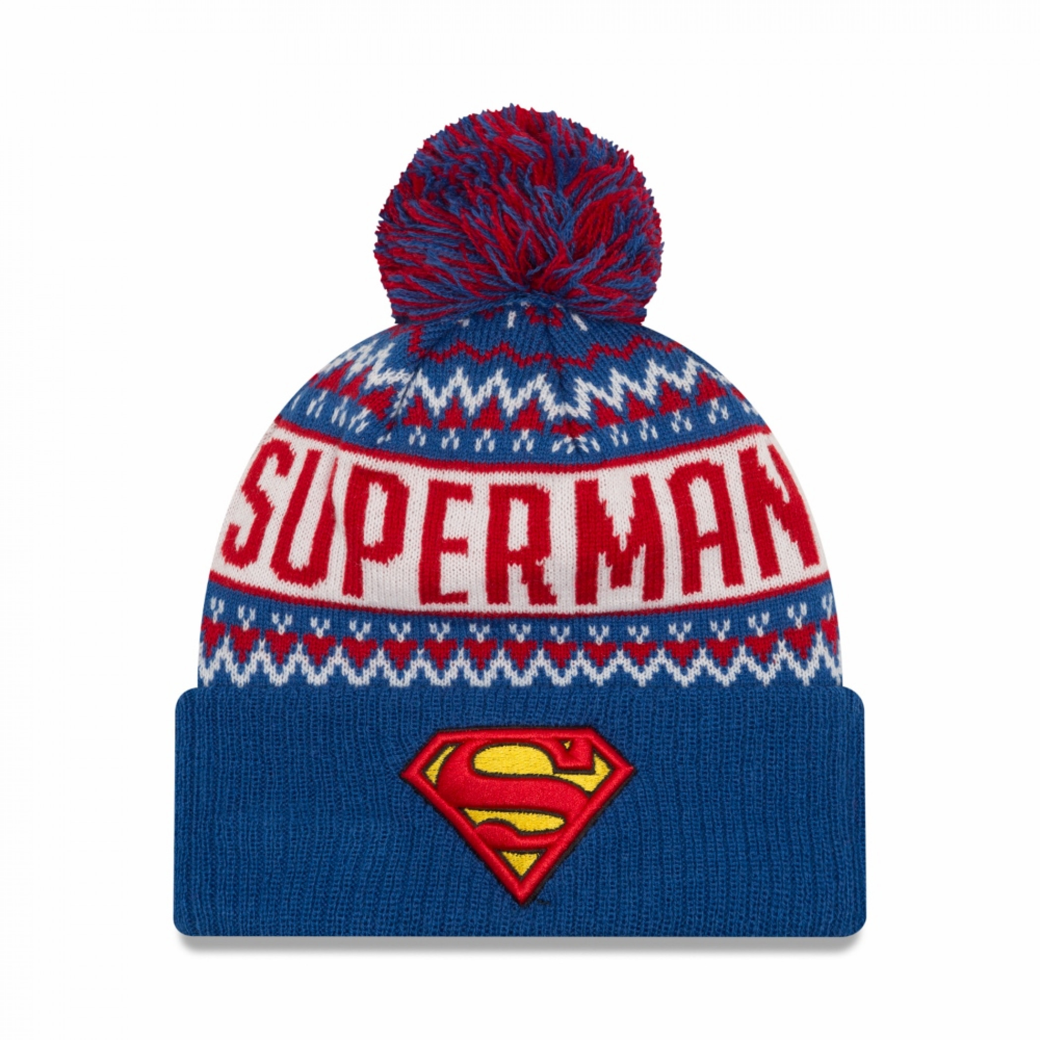 Superman Symbol Wintry Pom Pom Beanie, Multi-Color