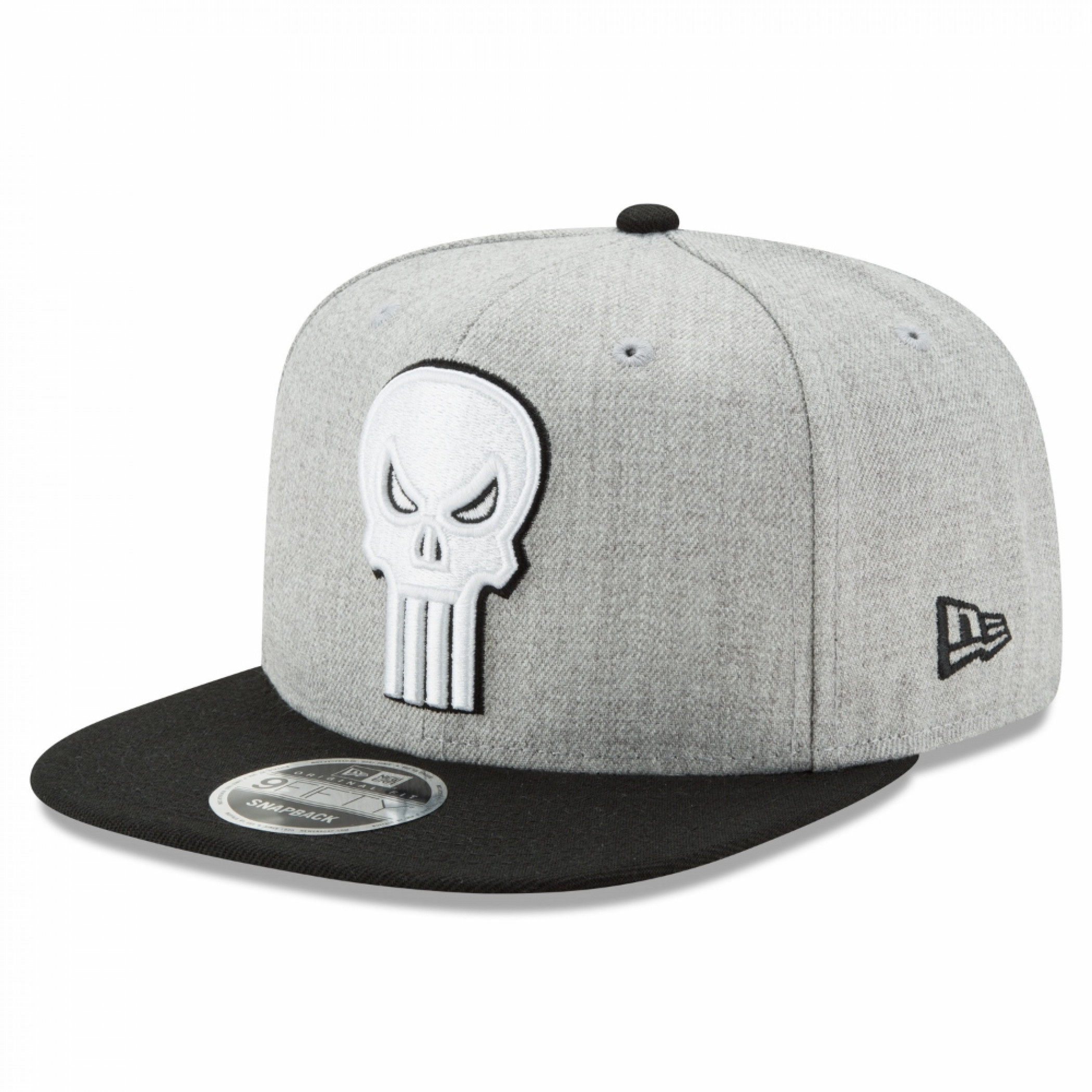 Punisher Symbol Heather New Era 9Fifty Adjustable Hat, Grey