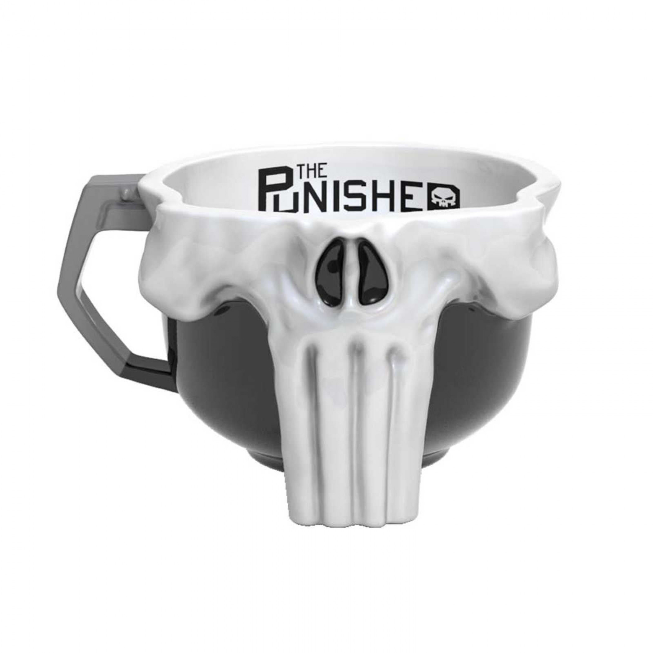 Punisher Skull Sculpted Mug, Black