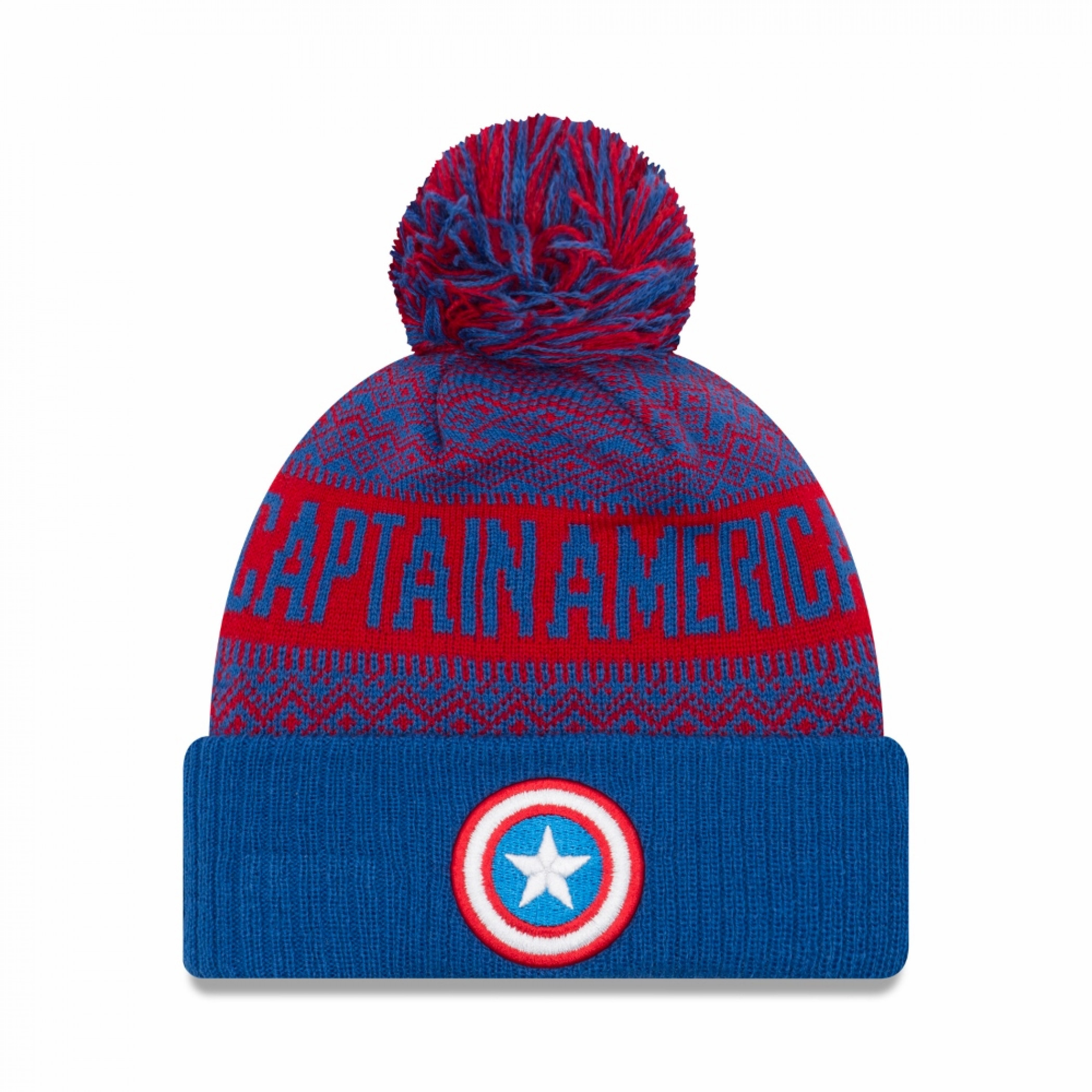 Captain America Shield Wintry Pom Pom Beanie, Multi-Color