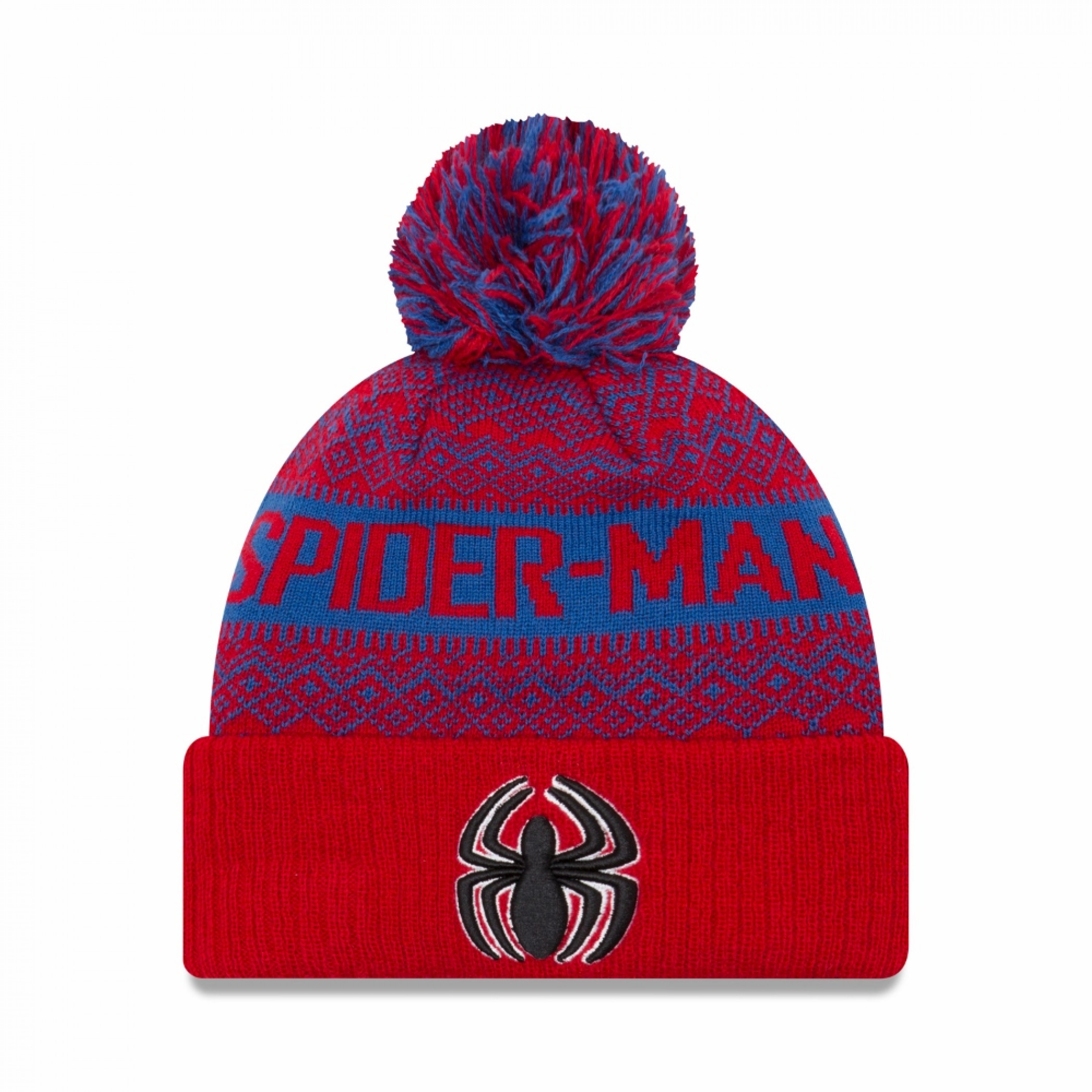 Spider-Man Symbol Wintry Pom Pom Beanie, Multi-Color