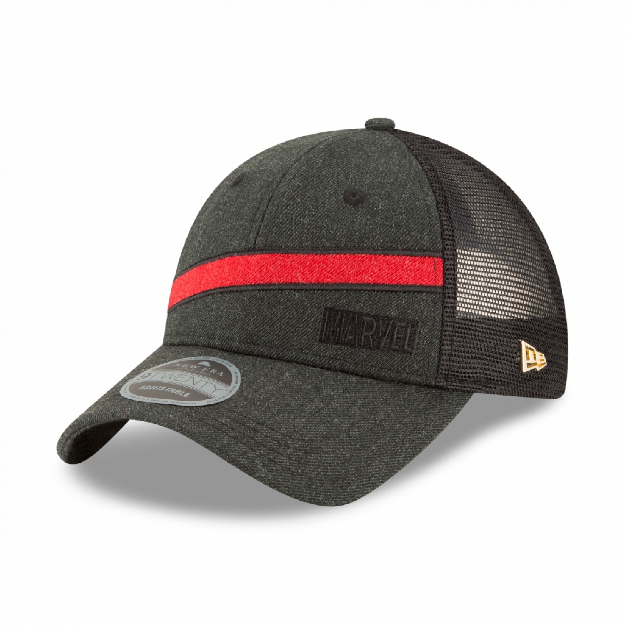 Marvel Brand Heather Brick New Era 9Twenty Adjustable Trucker Hat, Grey