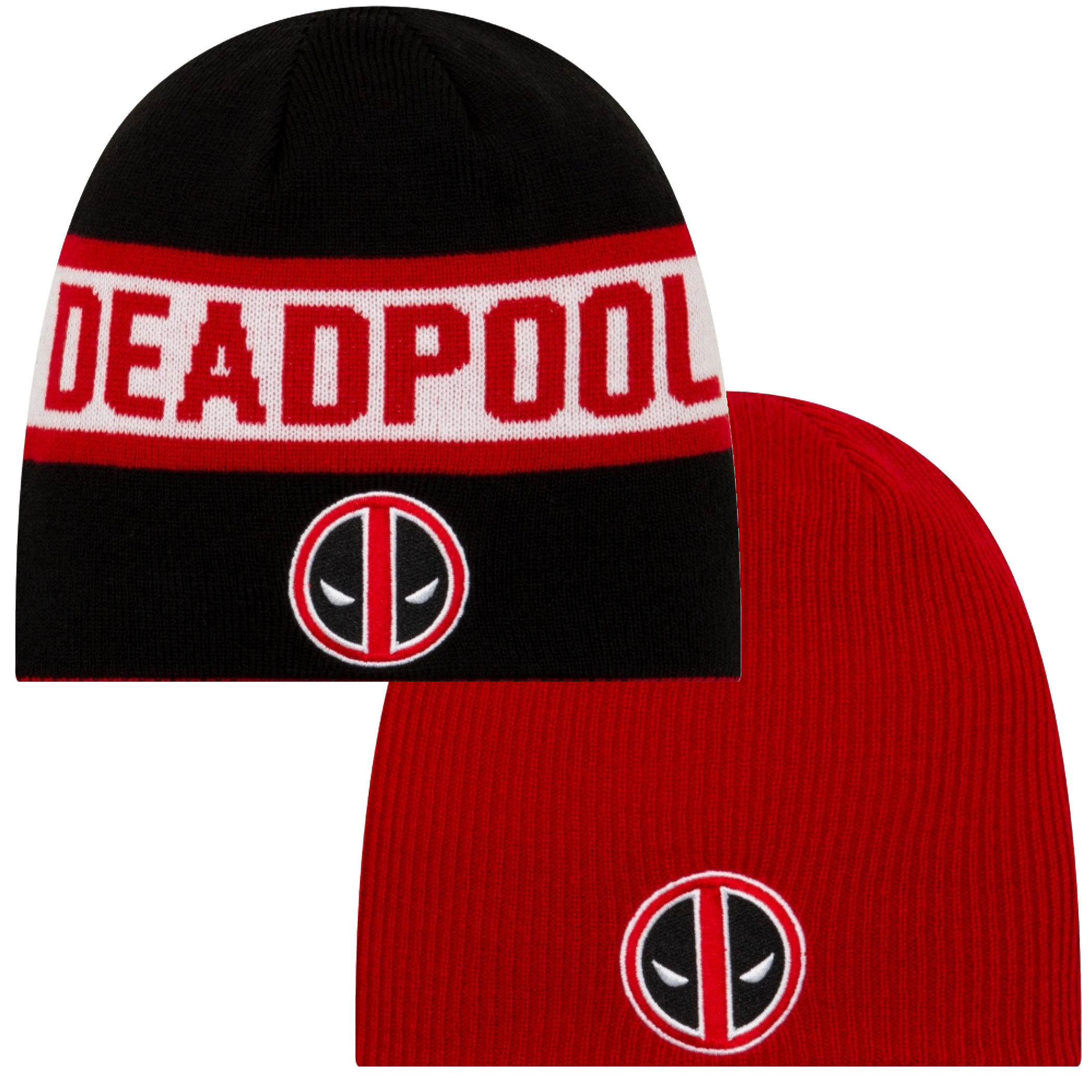 Deadpool Symbol Reversible Beanie, Black