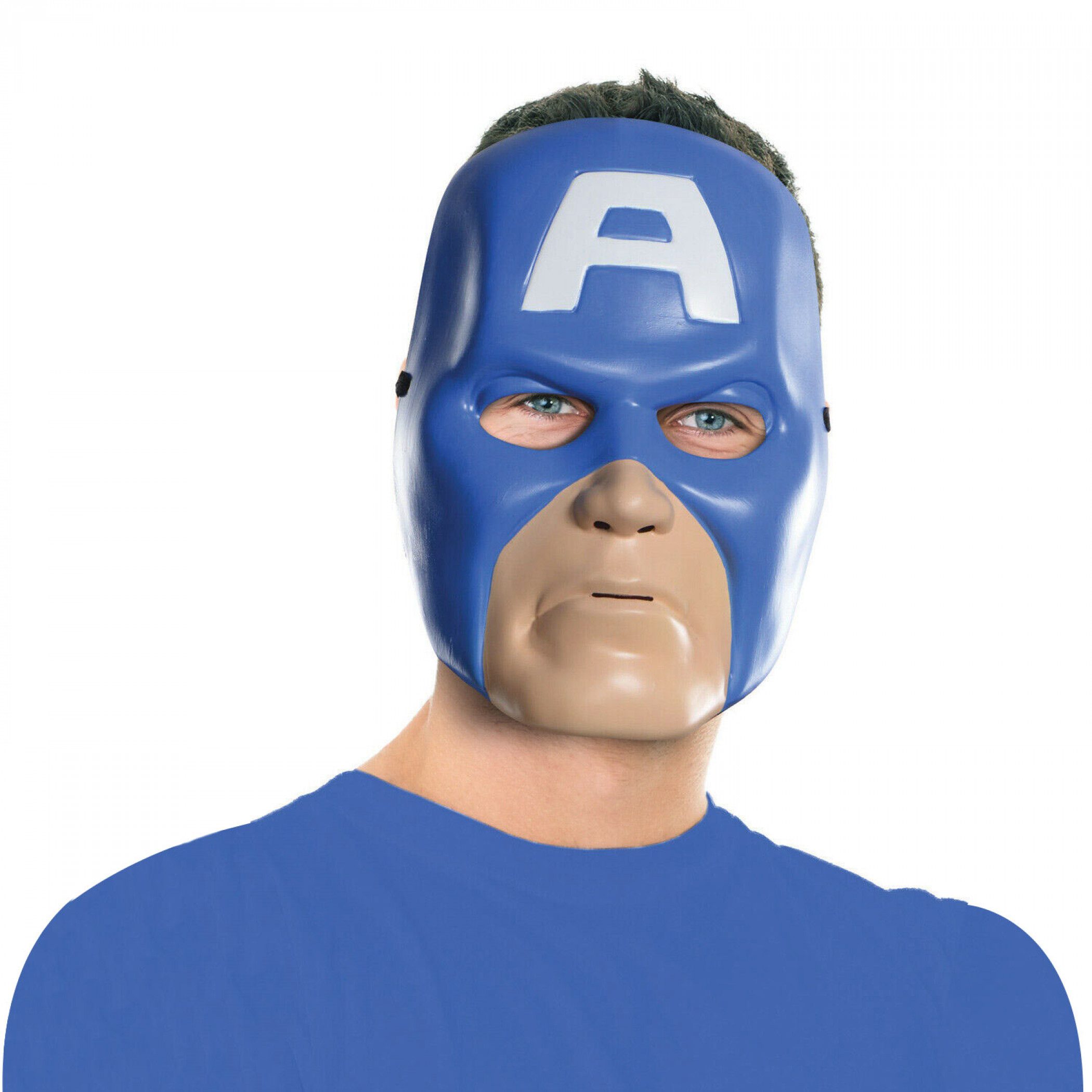 Captain America Vintage Style Ben Cooper Costume Halloween Mask, Blue
