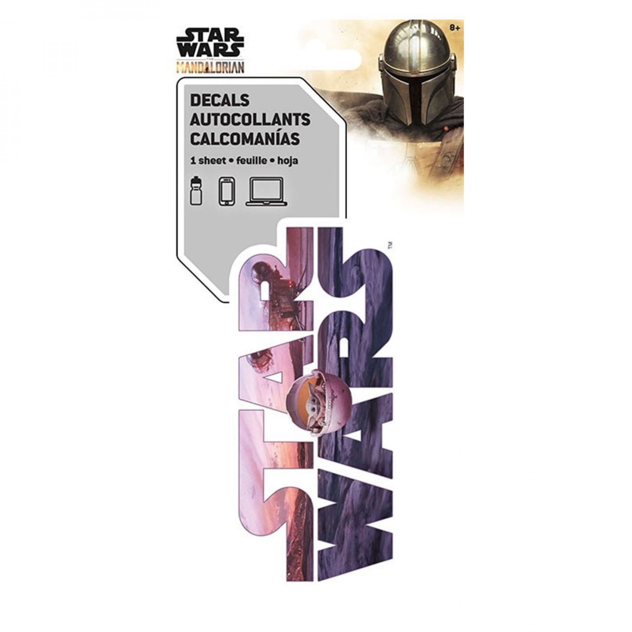 The Mandalorian Star Wars Logo Sticker, White