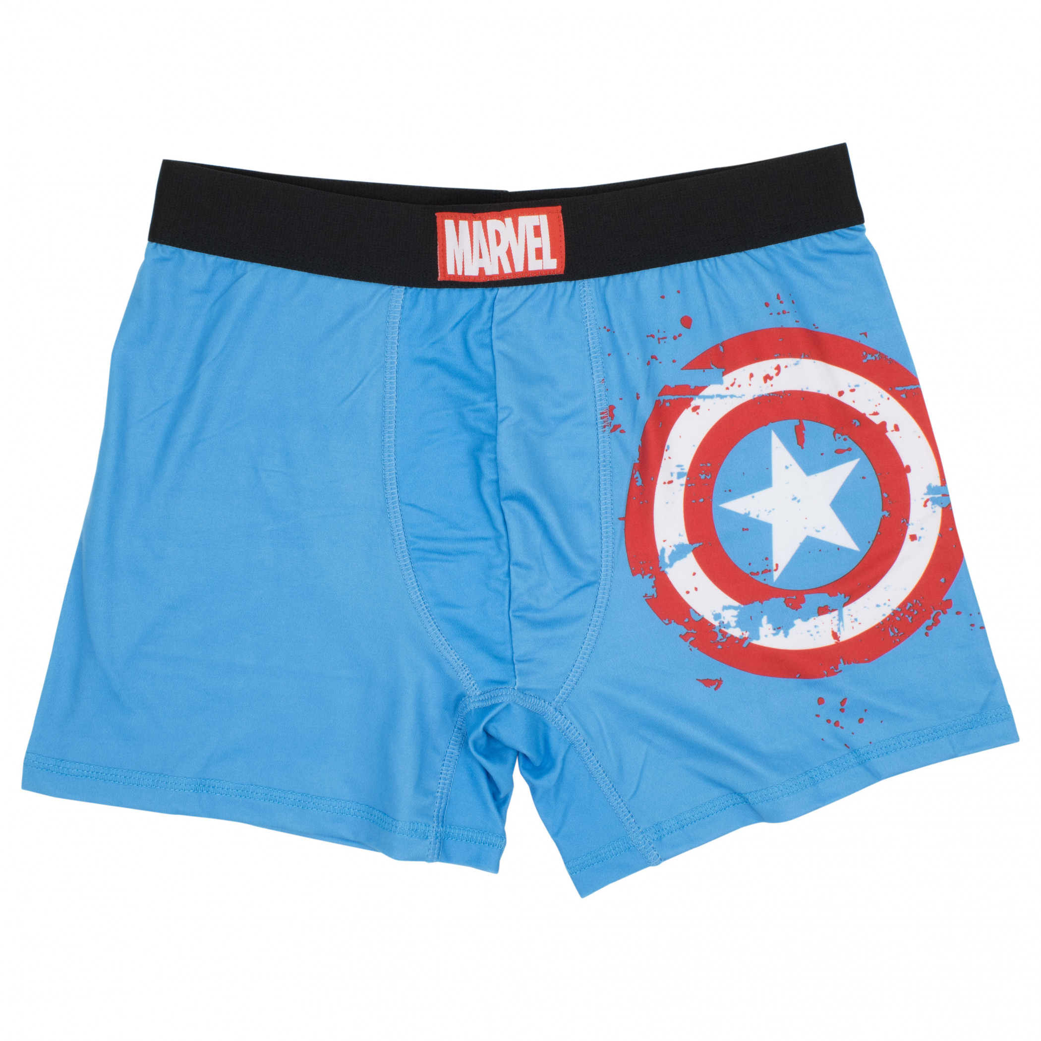 Captain America Distressed Shield Underwear Boxers Briefs, Blue