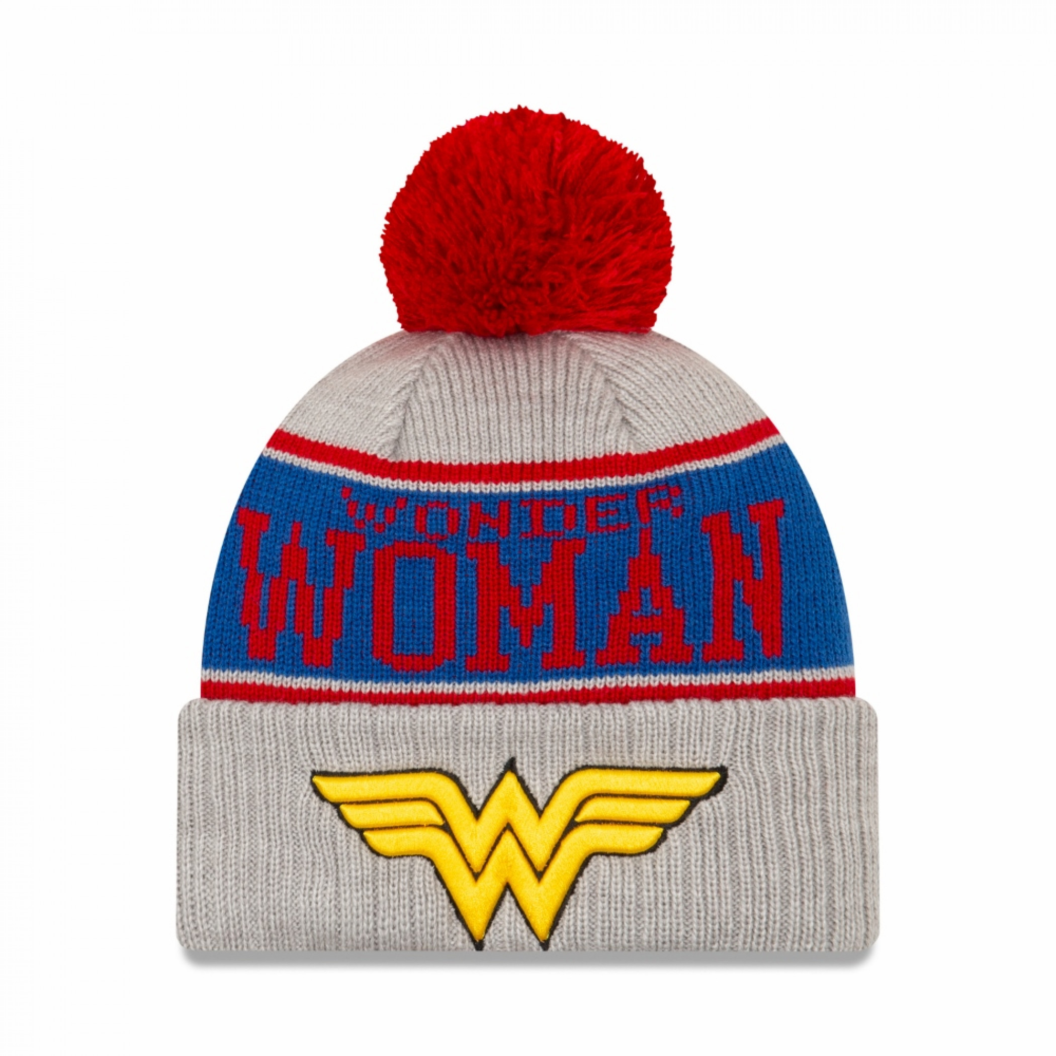 Wonder Woman Symbol Pom Pom Beanie, Multi-Color