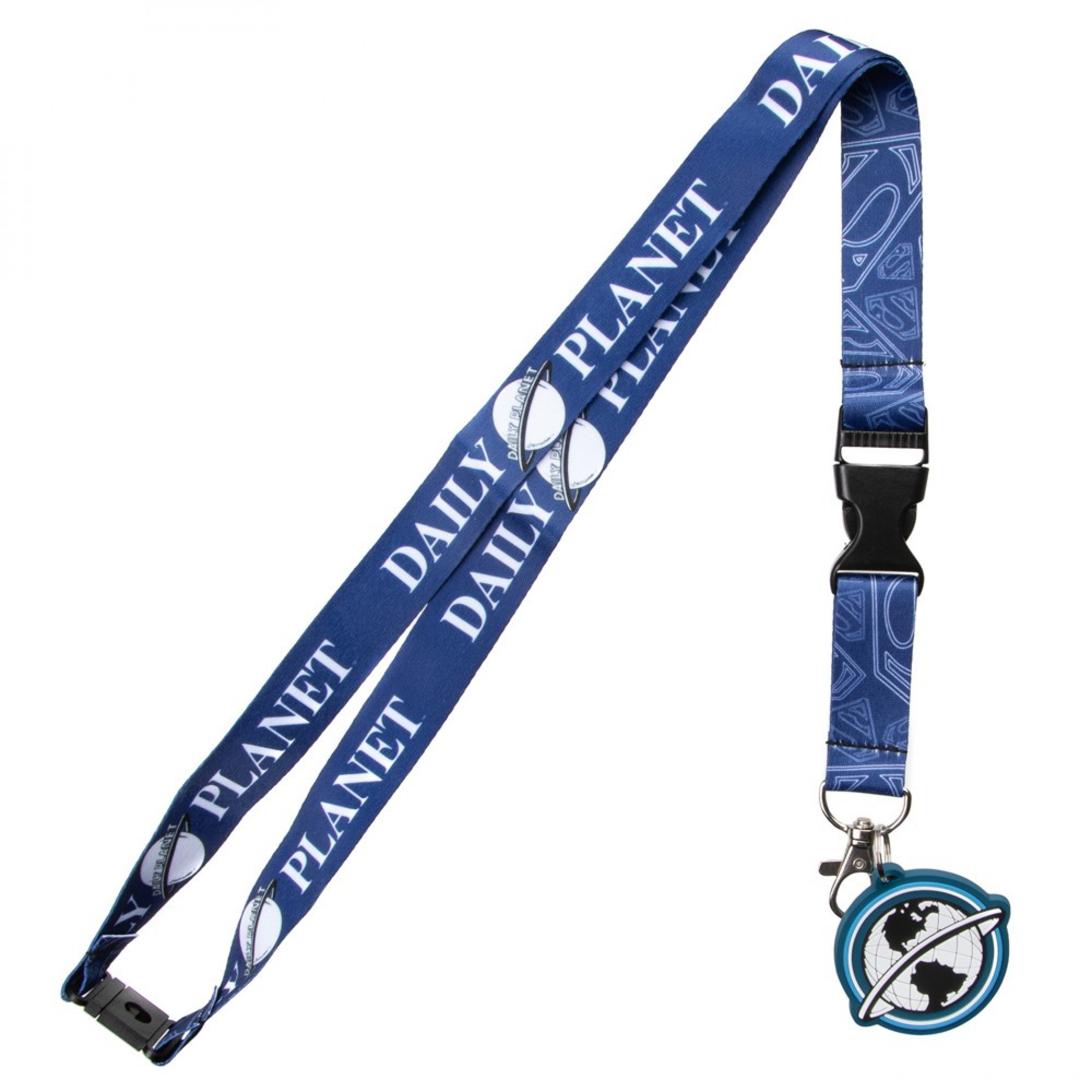 Superman Daily Planet Lanyard with Charm and Sticker, Blue
