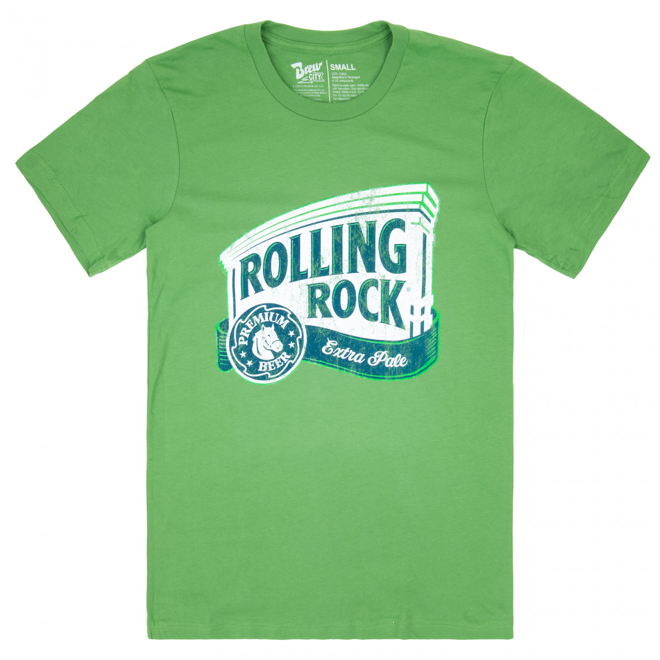 Rolling Rock Beer Classic Logo Distressed T-Shirt