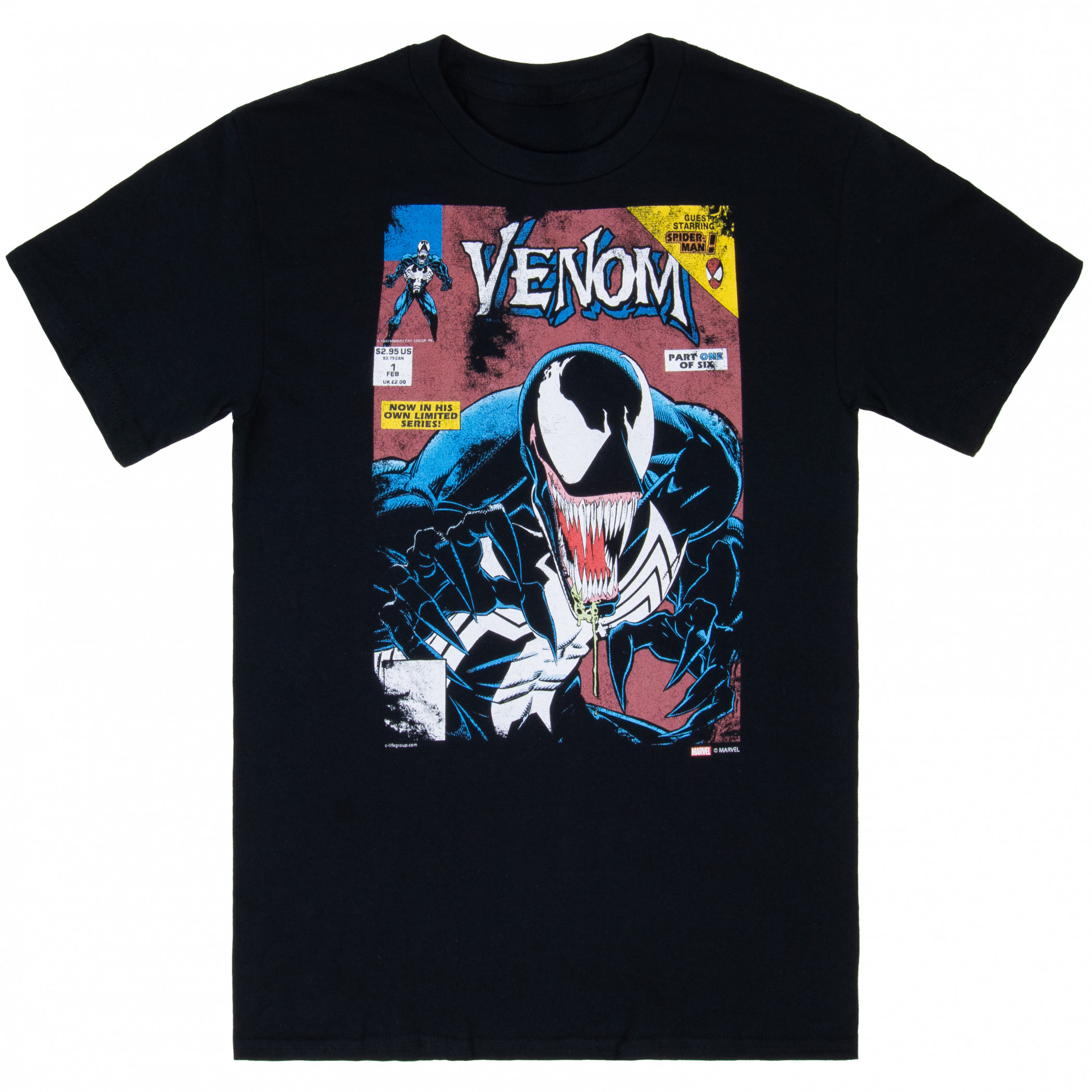 Venom Lethal Protector Comic Cover T-Shirt, Black