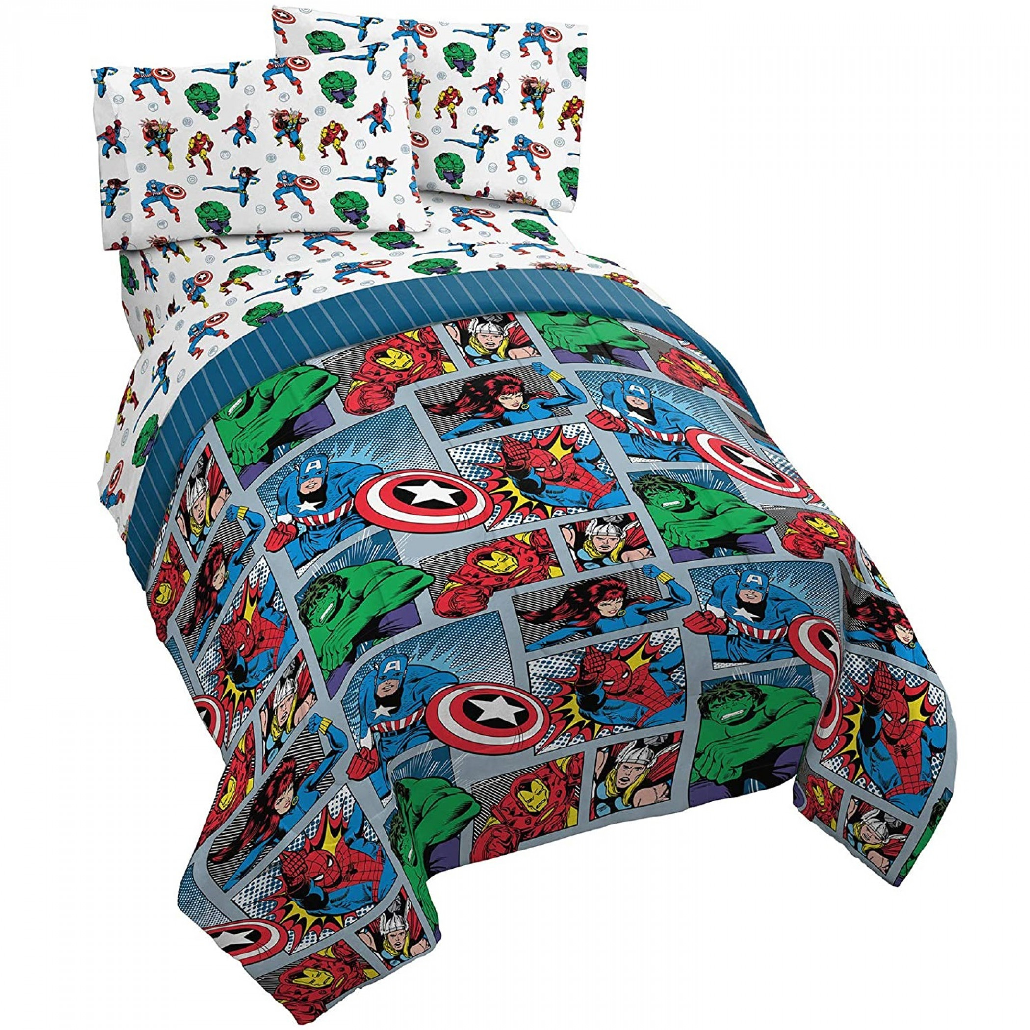 Marvel Avengers Fighting Team Full Size Bed Set, Multi-Color